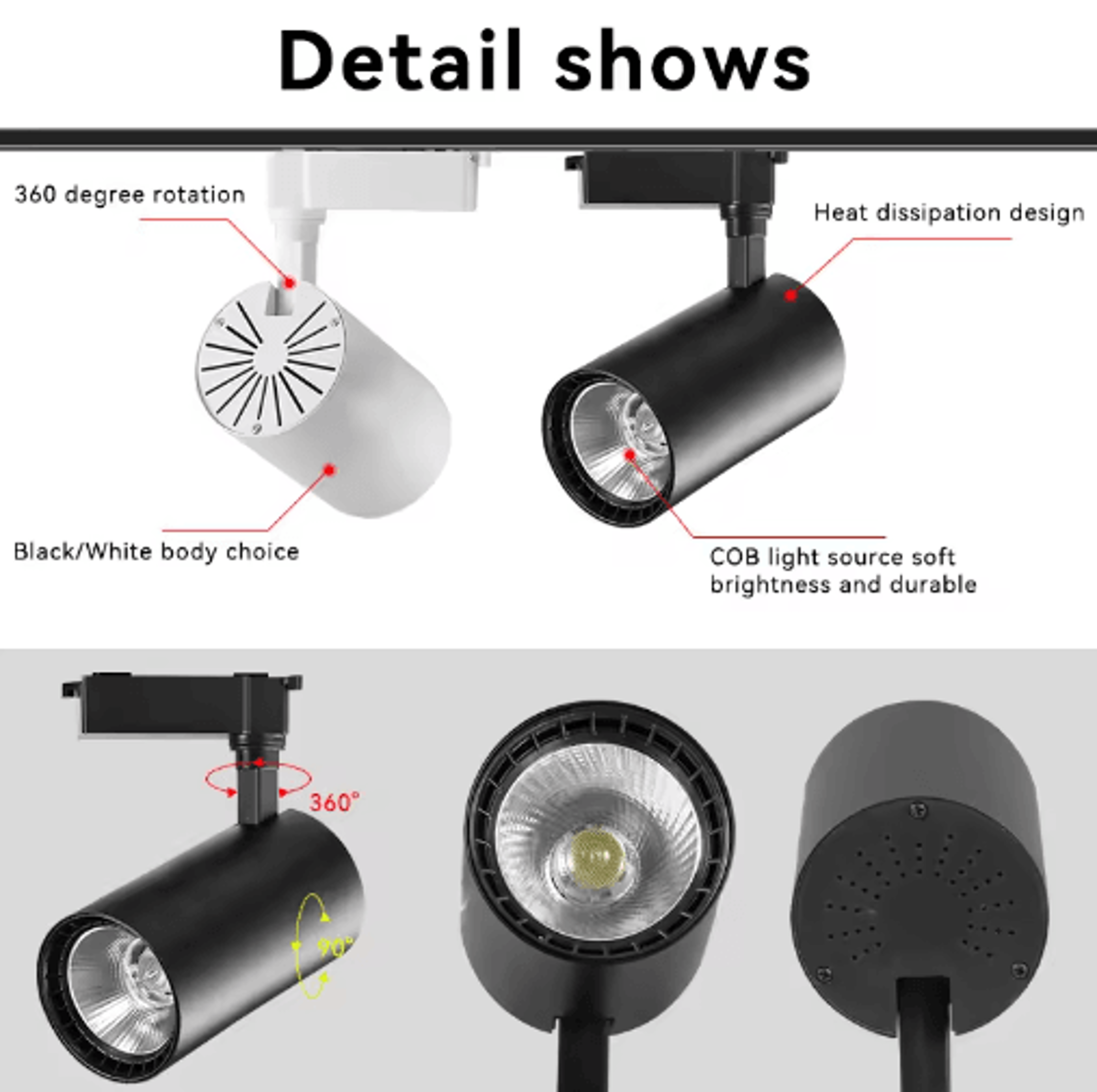 50W COB LED Track Spotlight  220V Ceiling Rail Light For Home  Shop 15