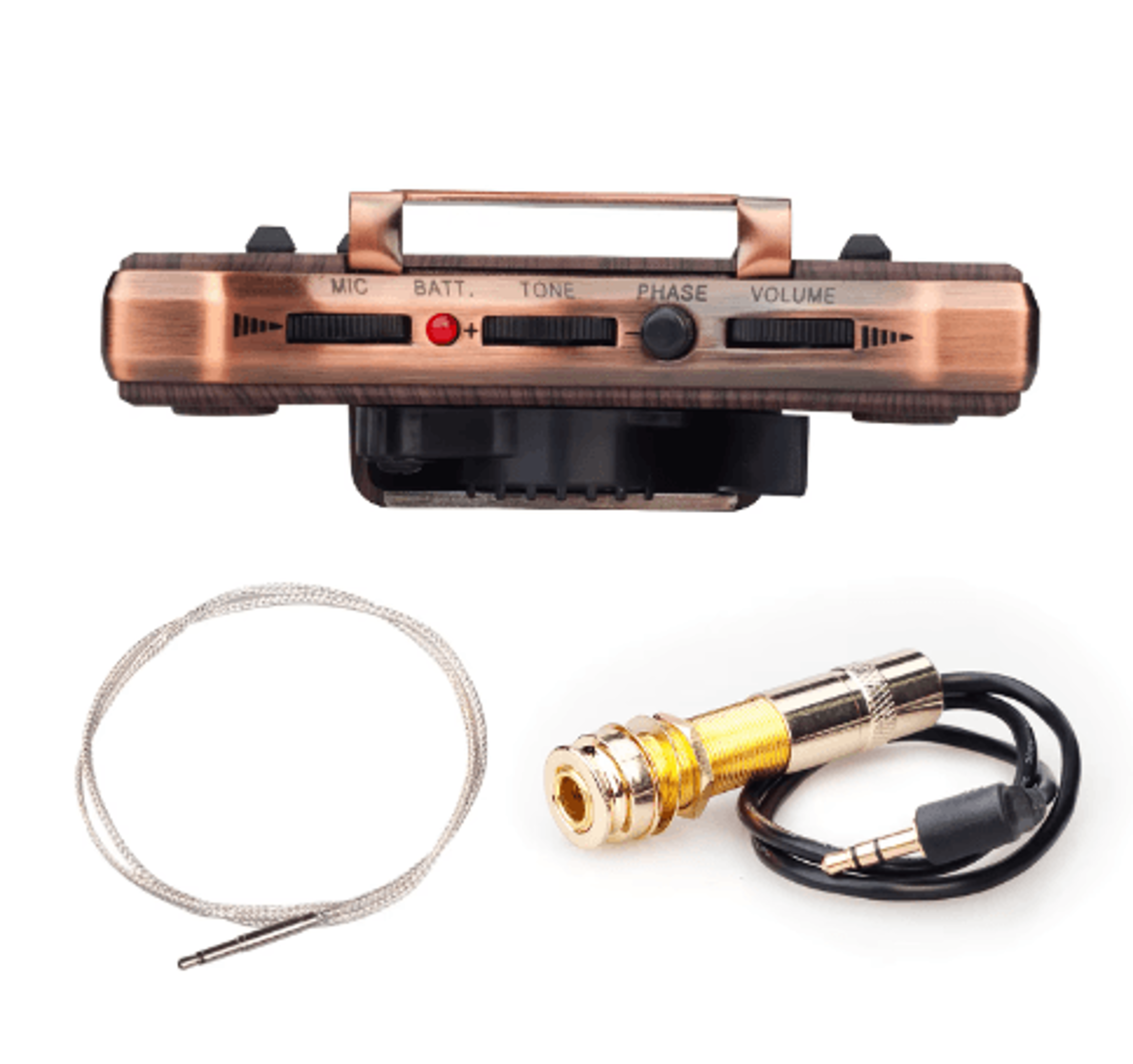 Acoustic Guitar Soundhole Pickup  Dual Piezo  Mic With Volume And Tone Control 6