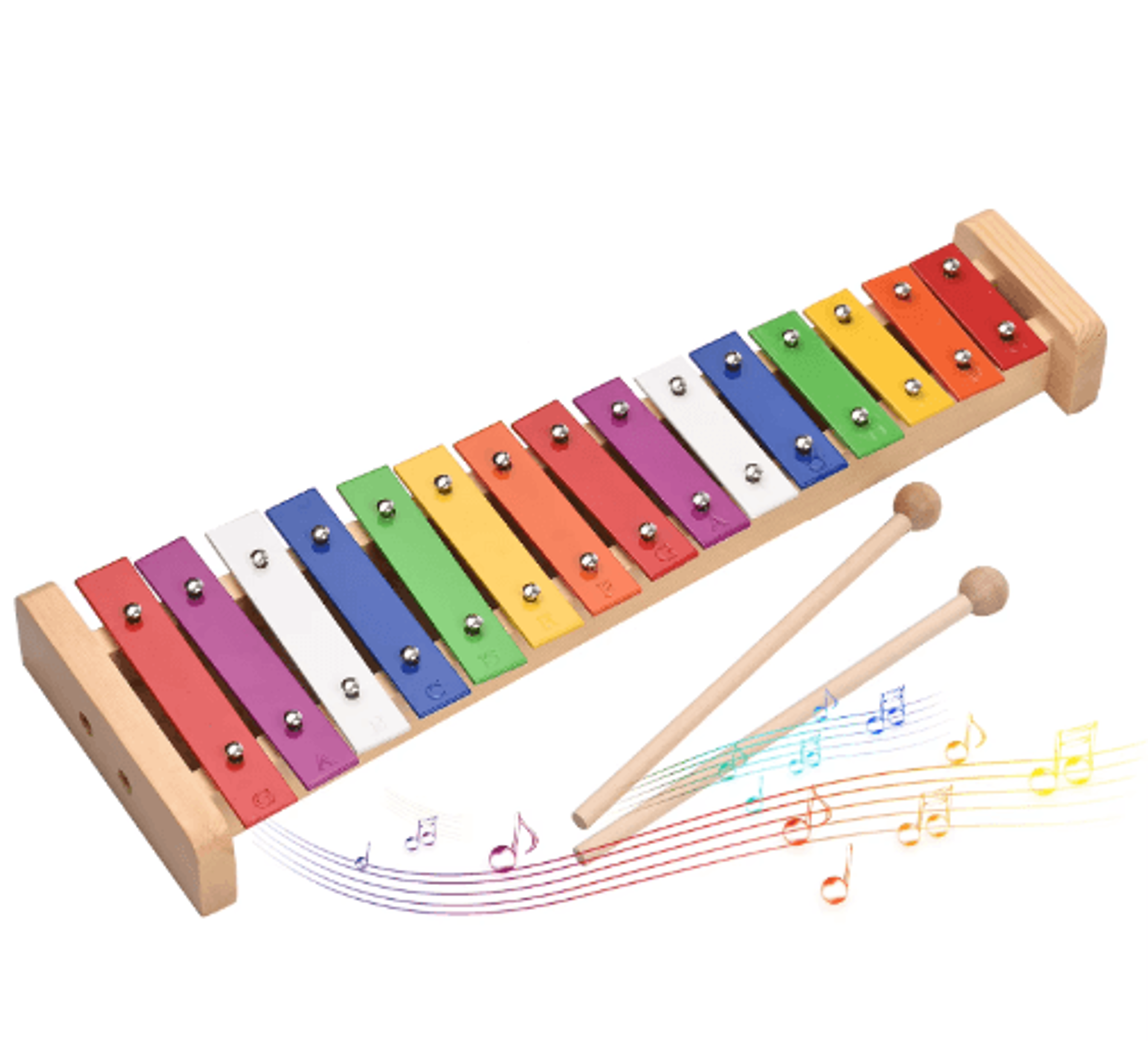 15Note Colorful Glockenspiel Xylophone  Wooden Base Percussion Instrument With Mallets 0