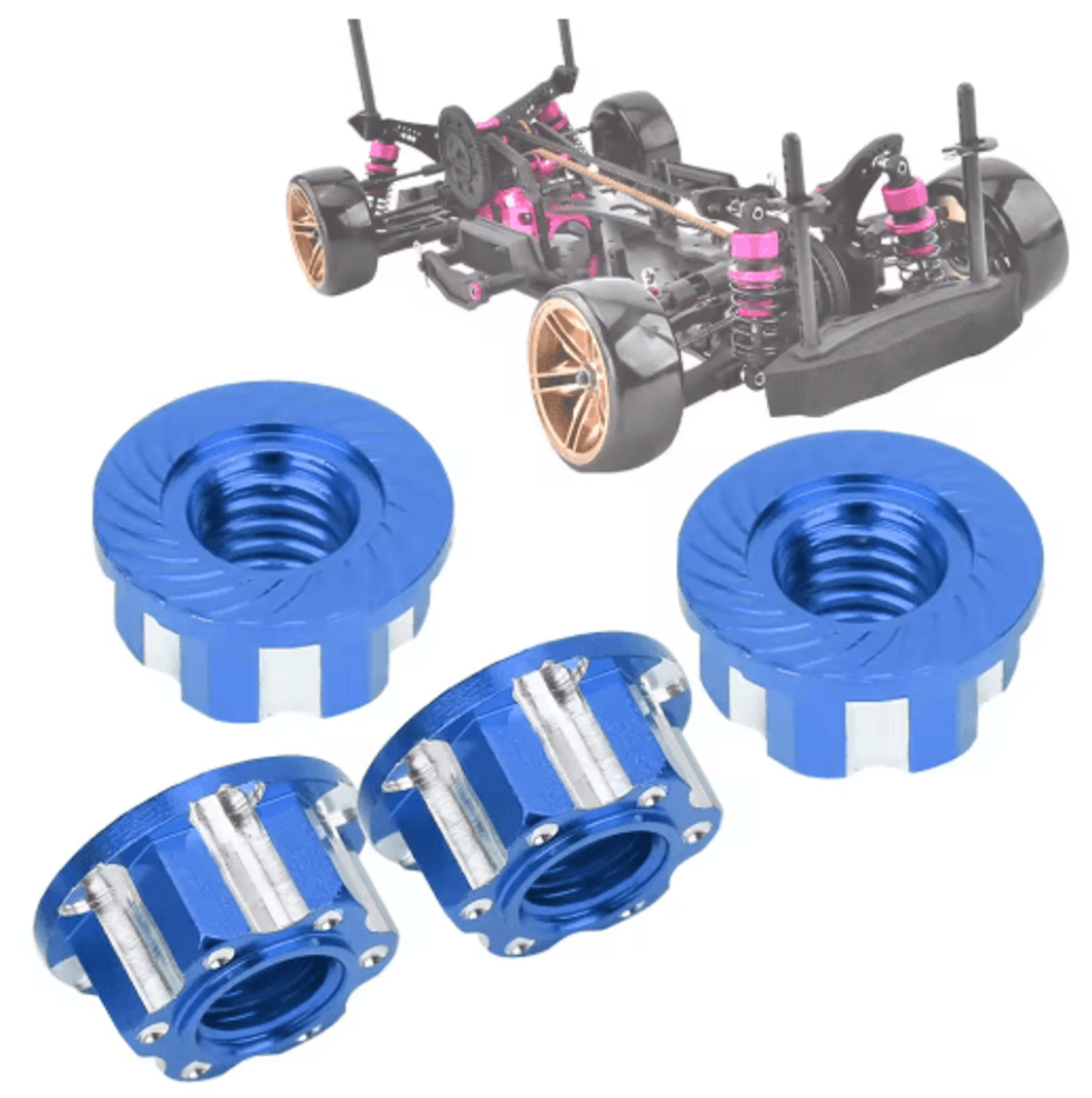 4PCS M4 Aluminum Hex Nuts  Carved Wheel Nuts For 110 RC Cars 9