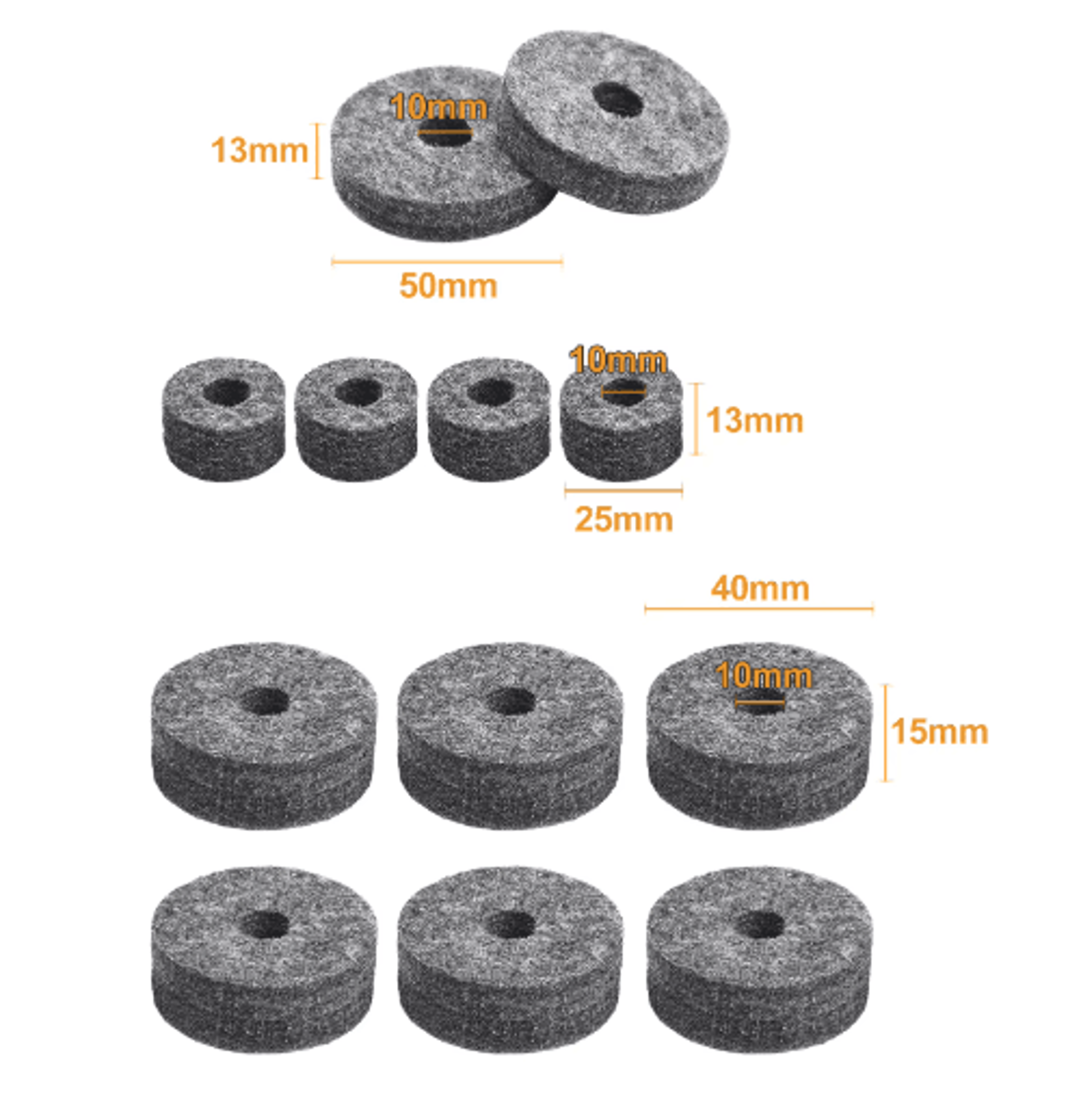 23PCS Cymbal Stand Replacement Kit  Drum Felts Wing Nuts  Washers 3