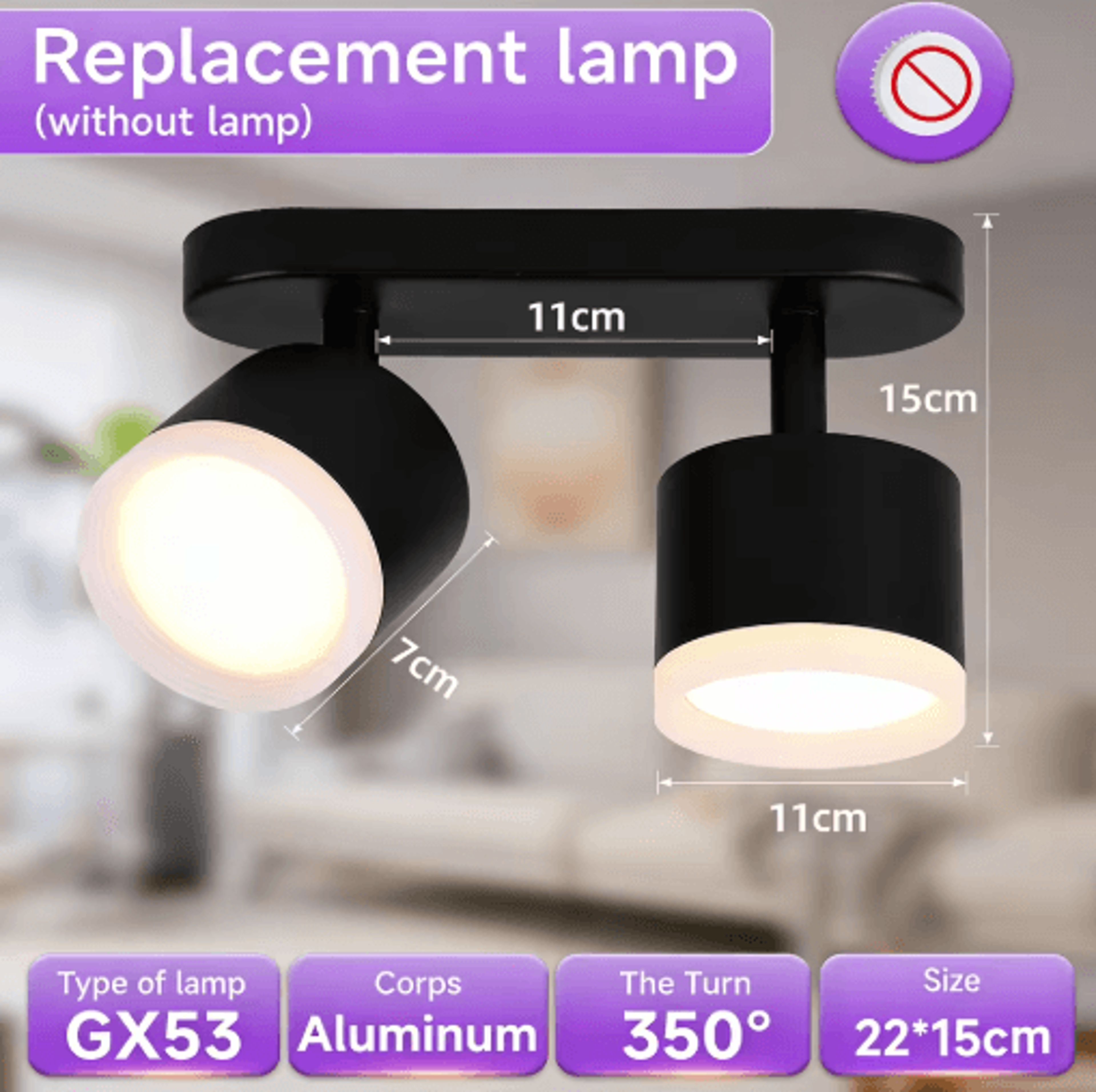 GX53 LED Ceiling Spotlight  220V Replaceable Bulb Lamp For Dining Room  Porch 8