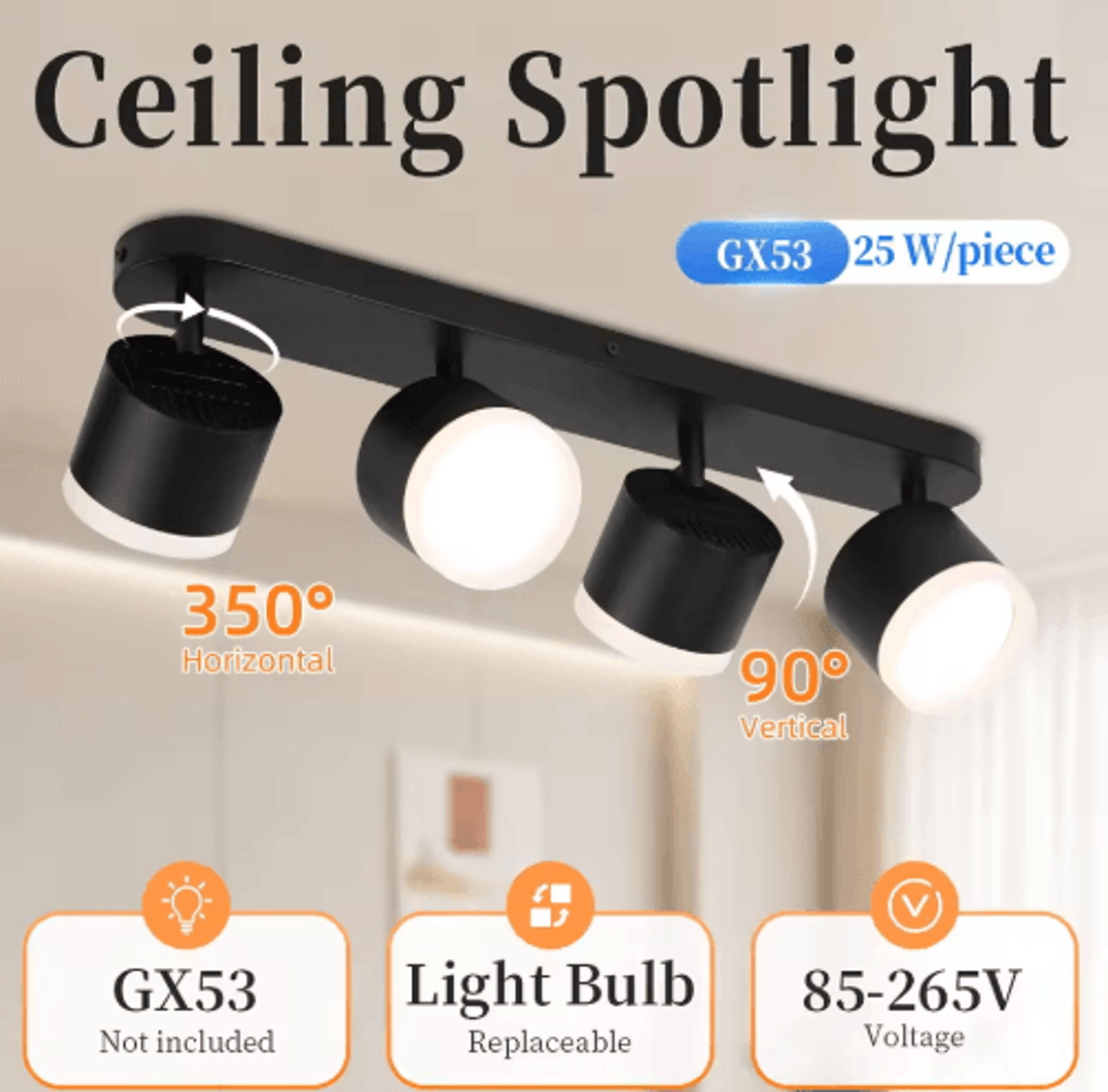 GX53 LED Ceiling Spotlight  220V Replaceable Bulb Lamp For Dining Room  Porch 0