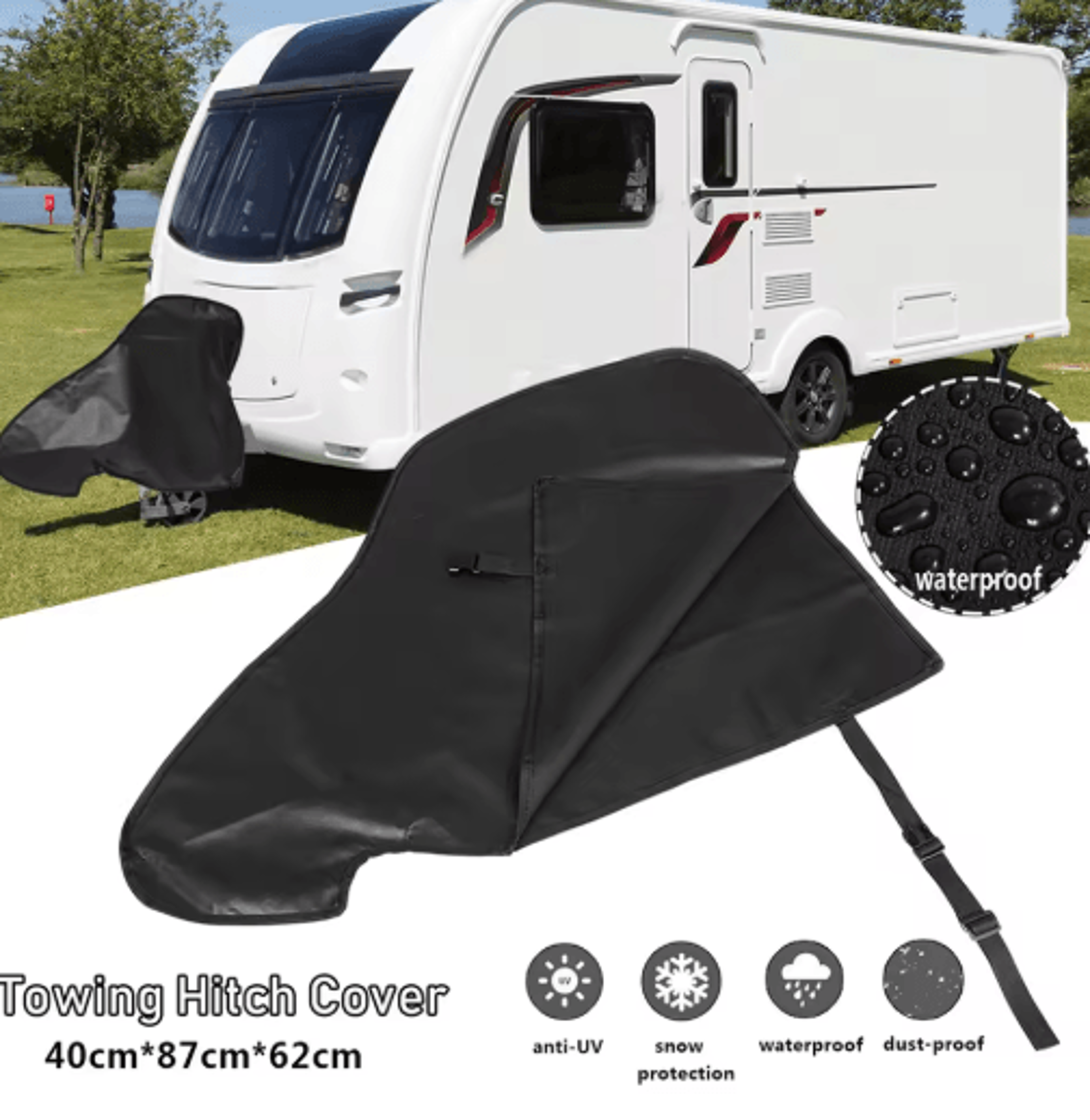 Waterproof Caravan Hitch Cover  PVC Trailer Tow Ball Coupling Protector 5