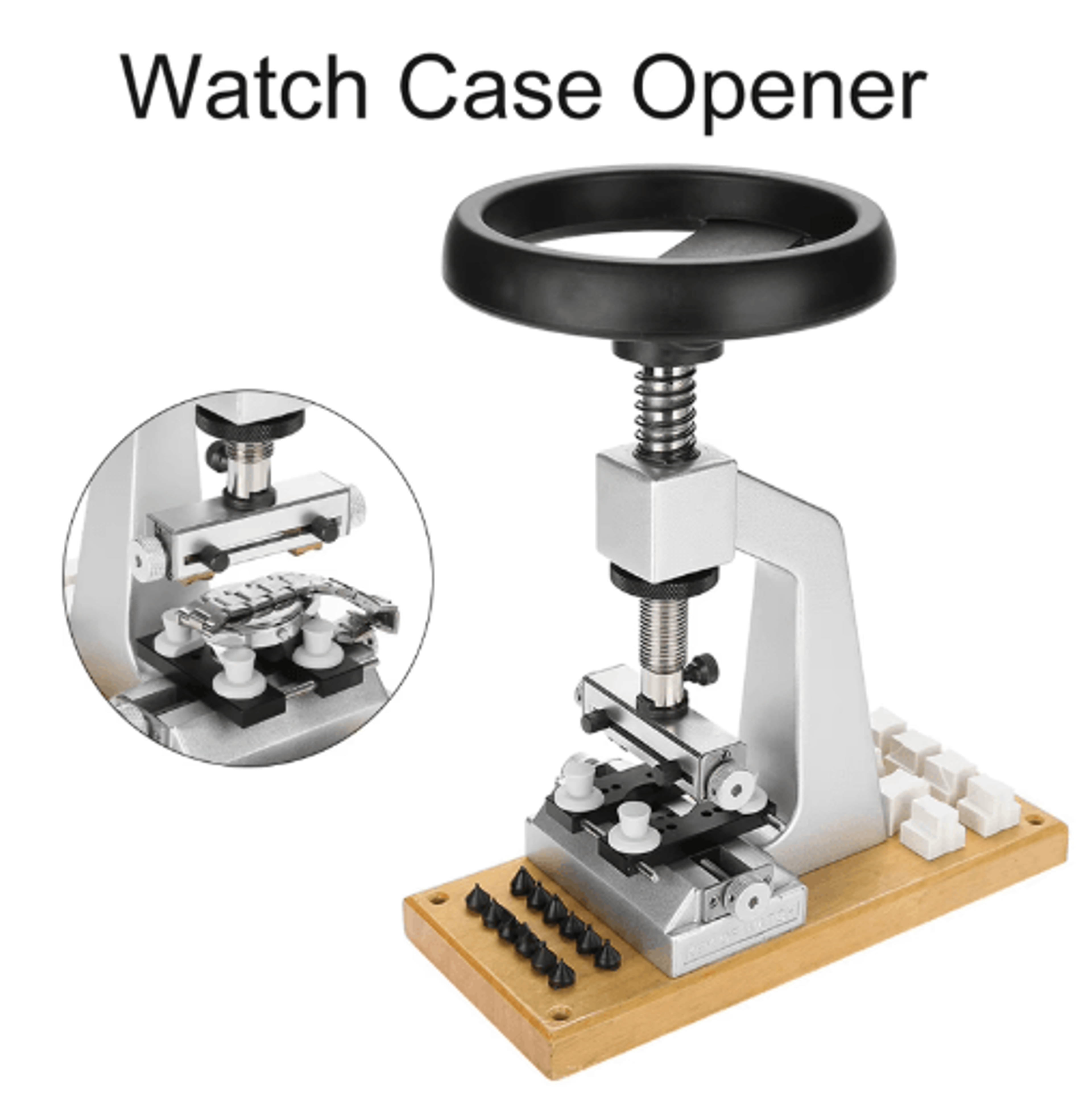 Bench Watch Case Opener  Wristwatch Back Removal Tool With 6 Dies 0