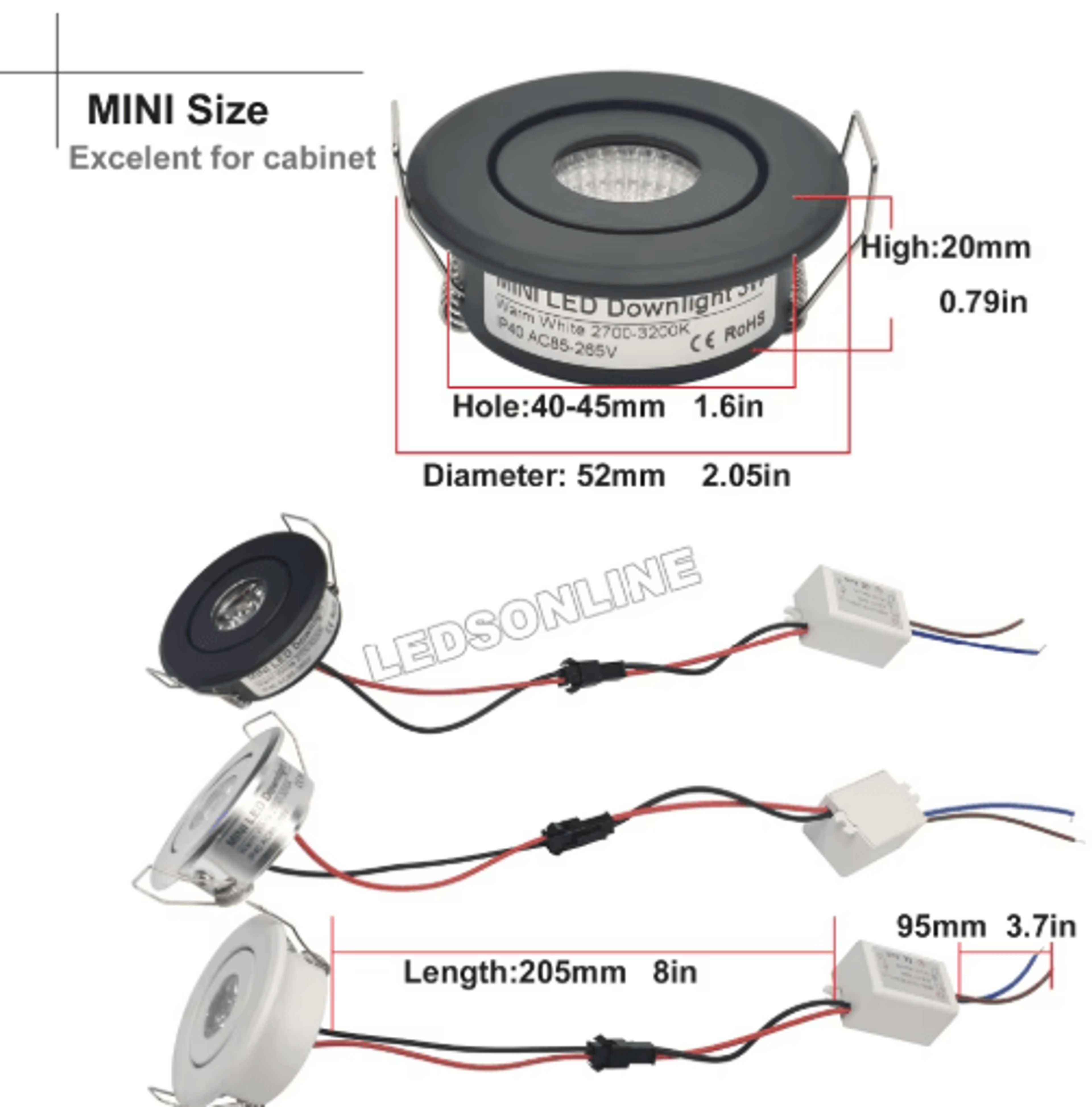 12V 3W Mini COB LED Spotlight  Recessed Cabinet And Showcase Light 4