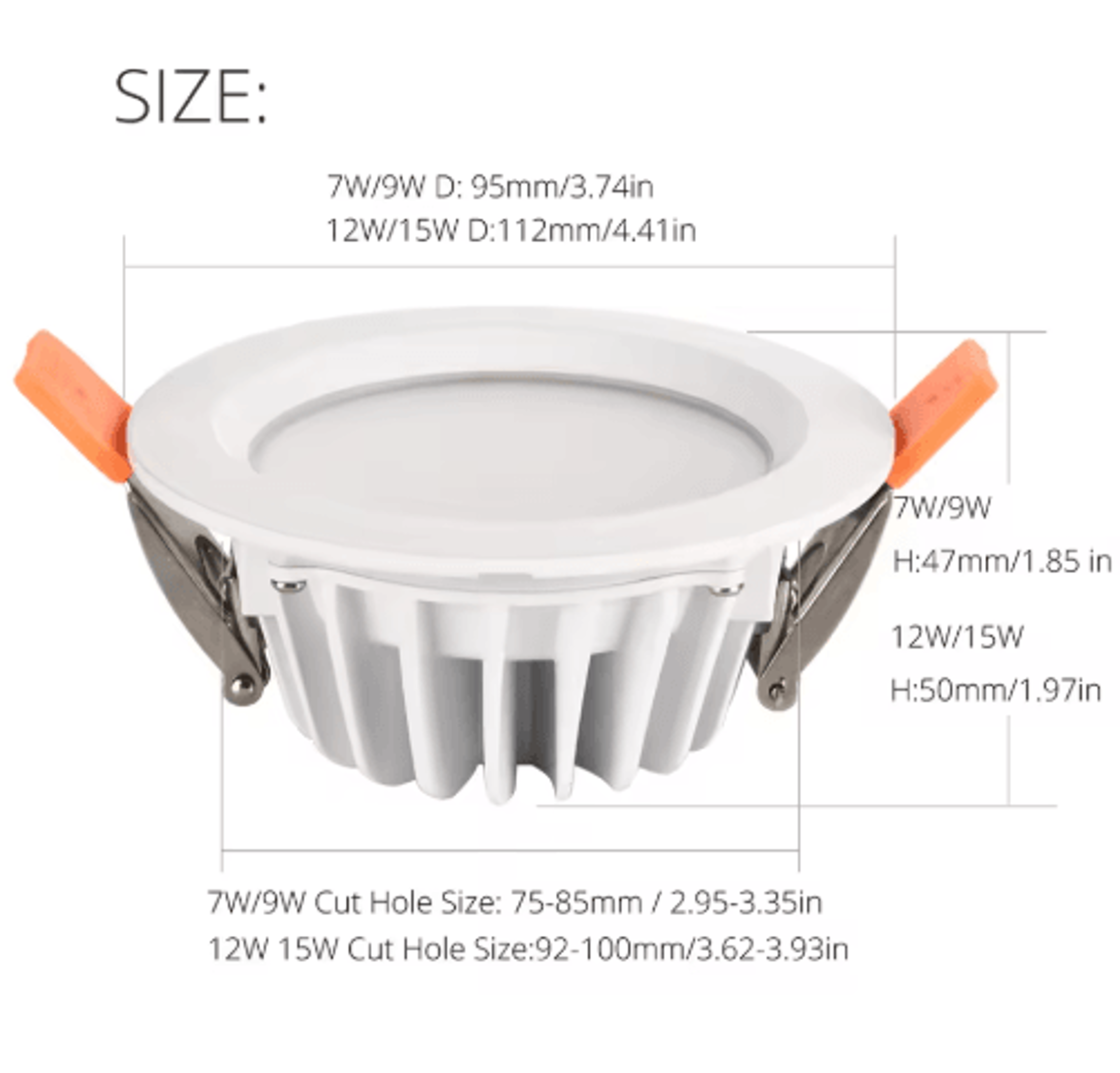 IP65 Waterproof LED Downlight  5W To 15W Recessed Ceiling Spotlight 5