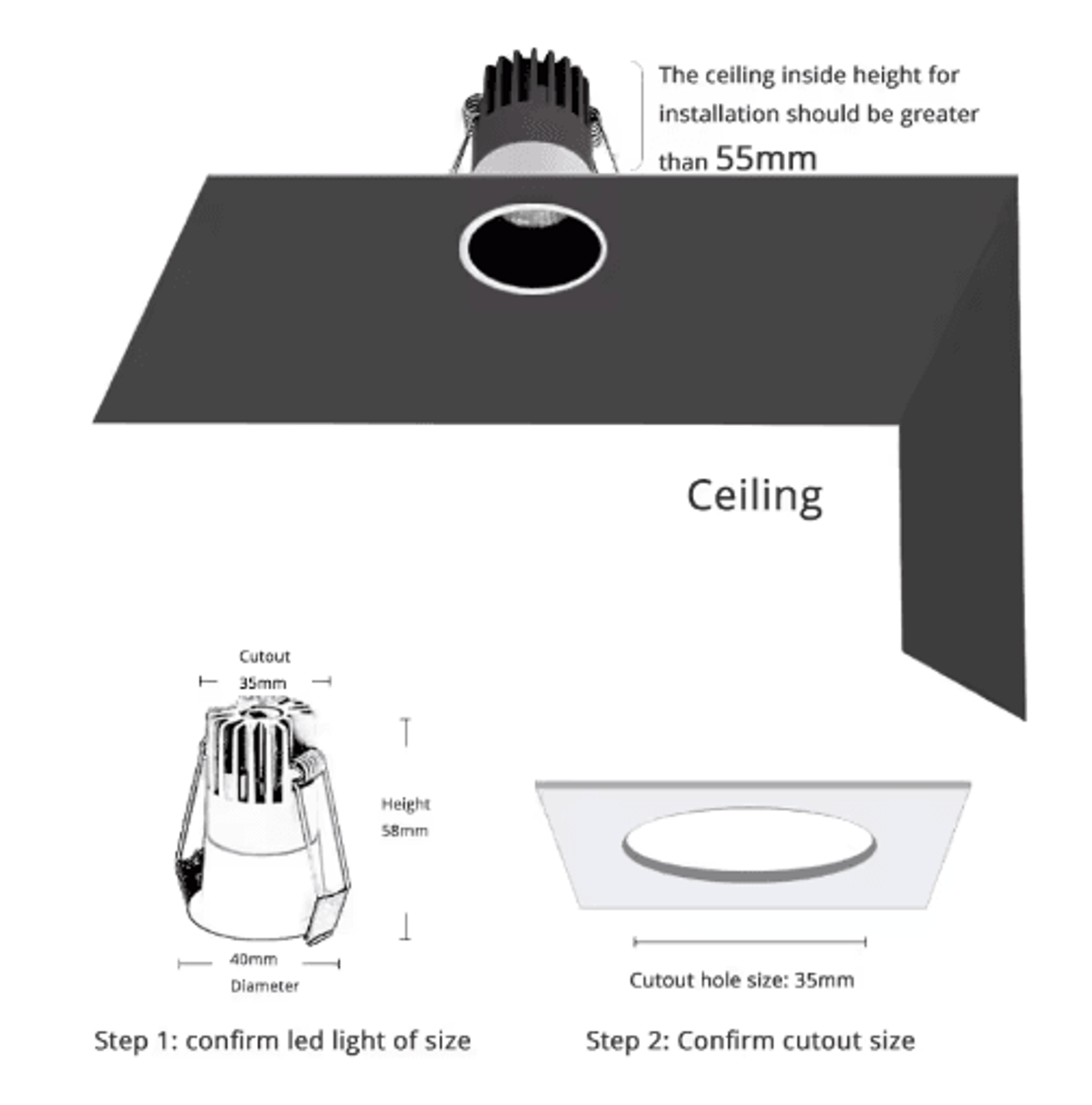 2Pack AntiGlare LED Downlights  3W 5W Dimmable Recessed Spotlights 5