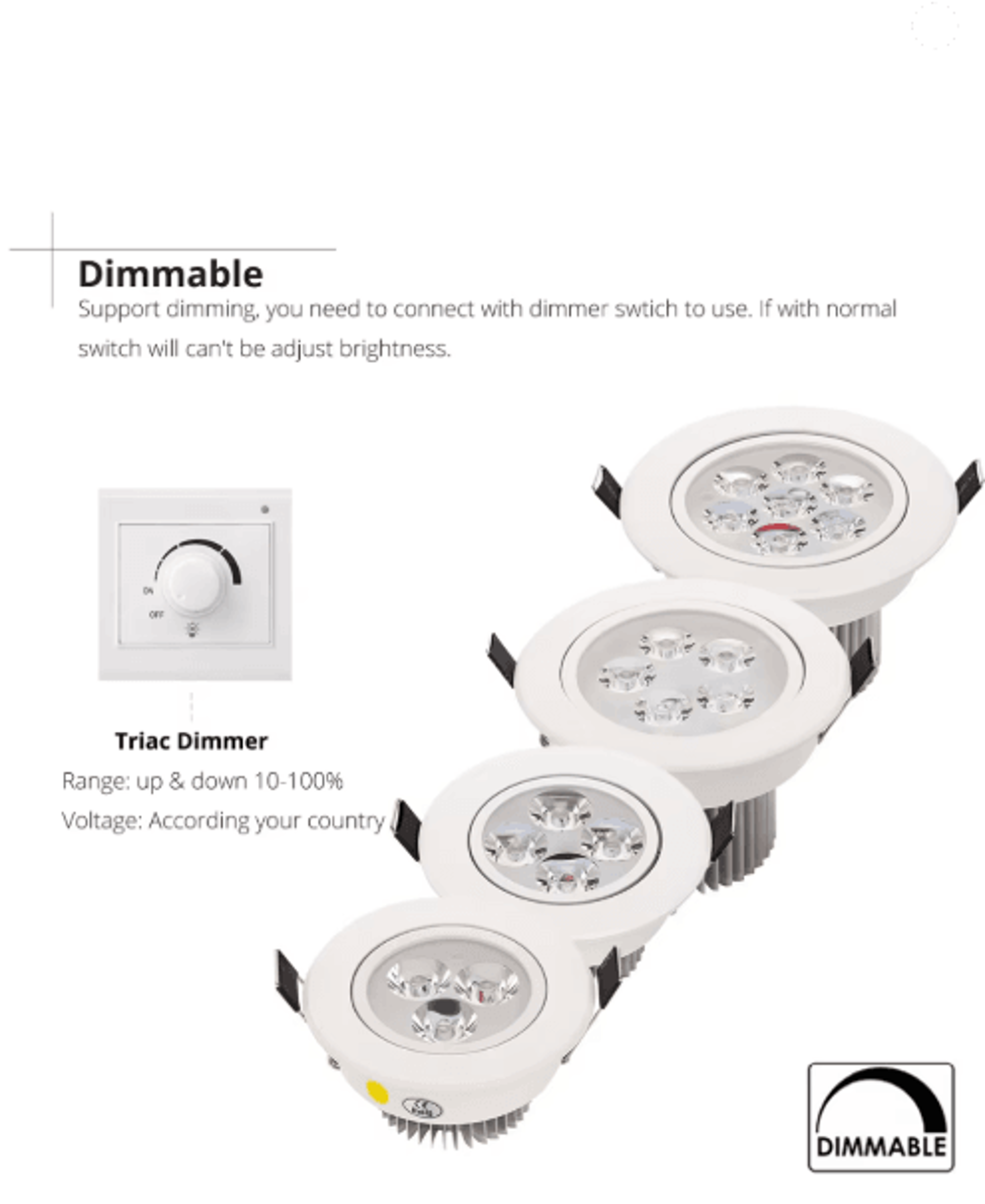 Dimmable LED Recessed Downlight  9W 12W 15W Ceiling Spotlight 2