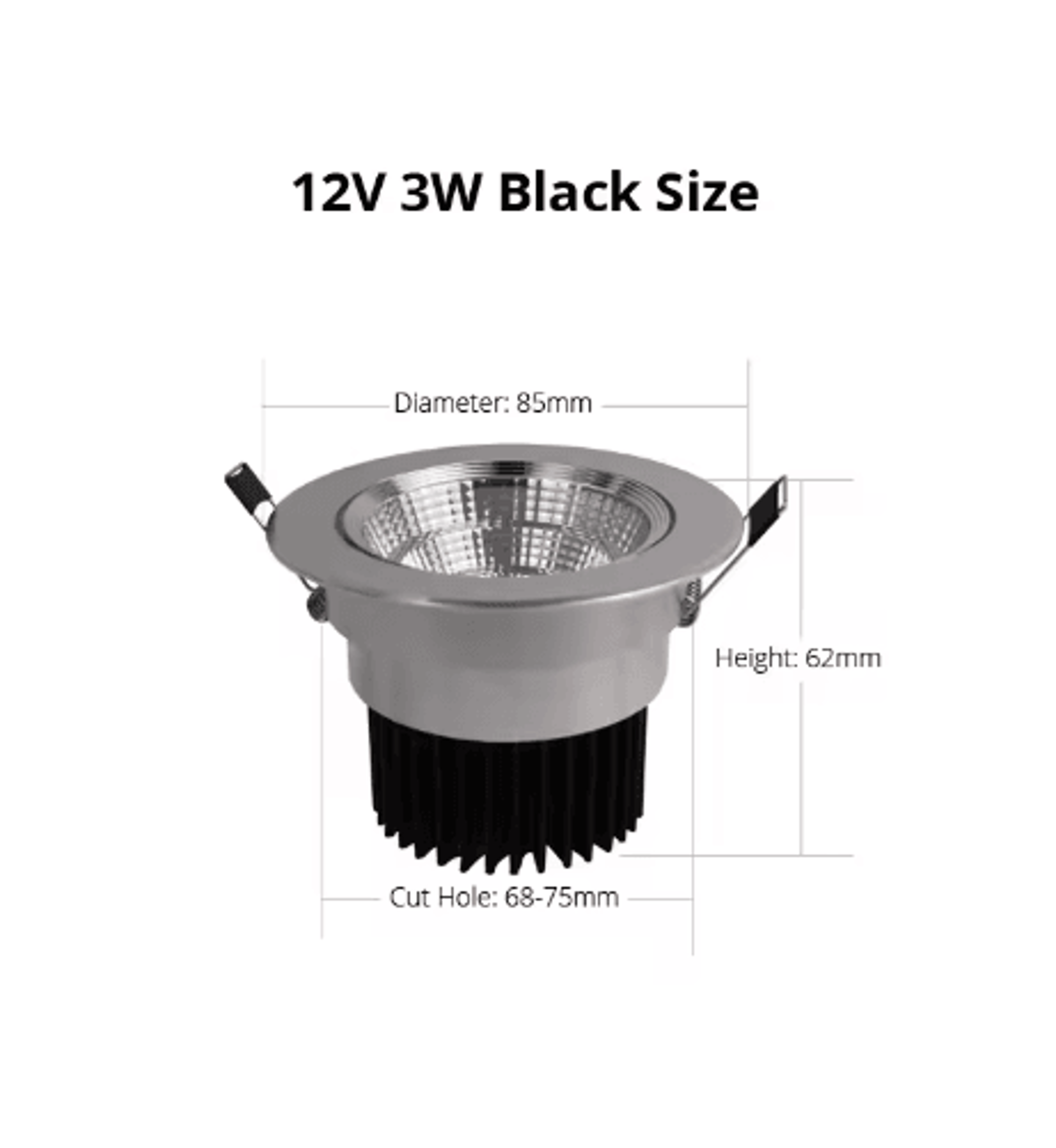 12V 3W COB LED Downlight  Recessed Cabinet And Ceiling Spotlight 3