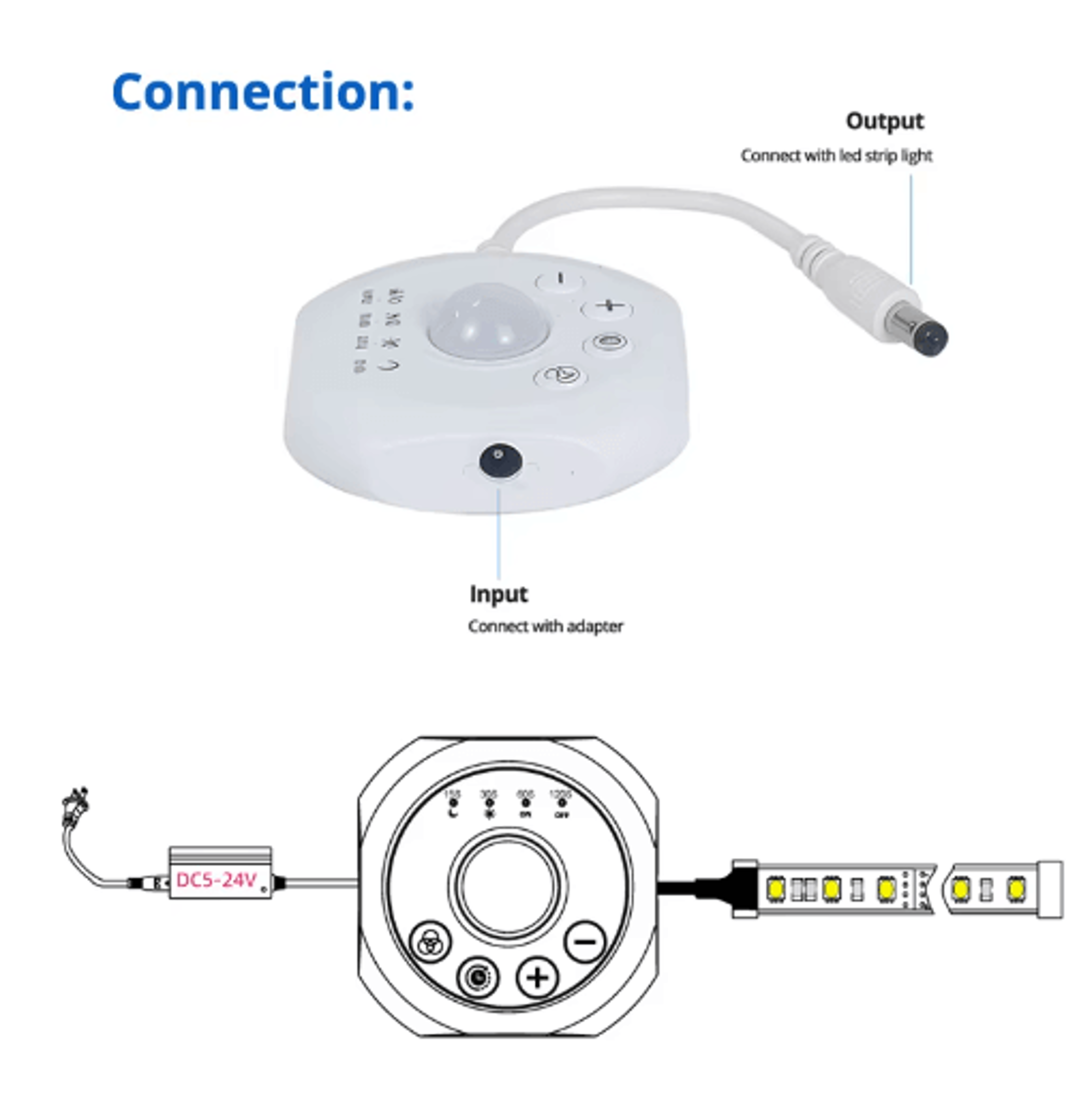 PIR Motion Sensor LED Strip Dimmer  Remote Control For 5V 12V 24V Lights 8