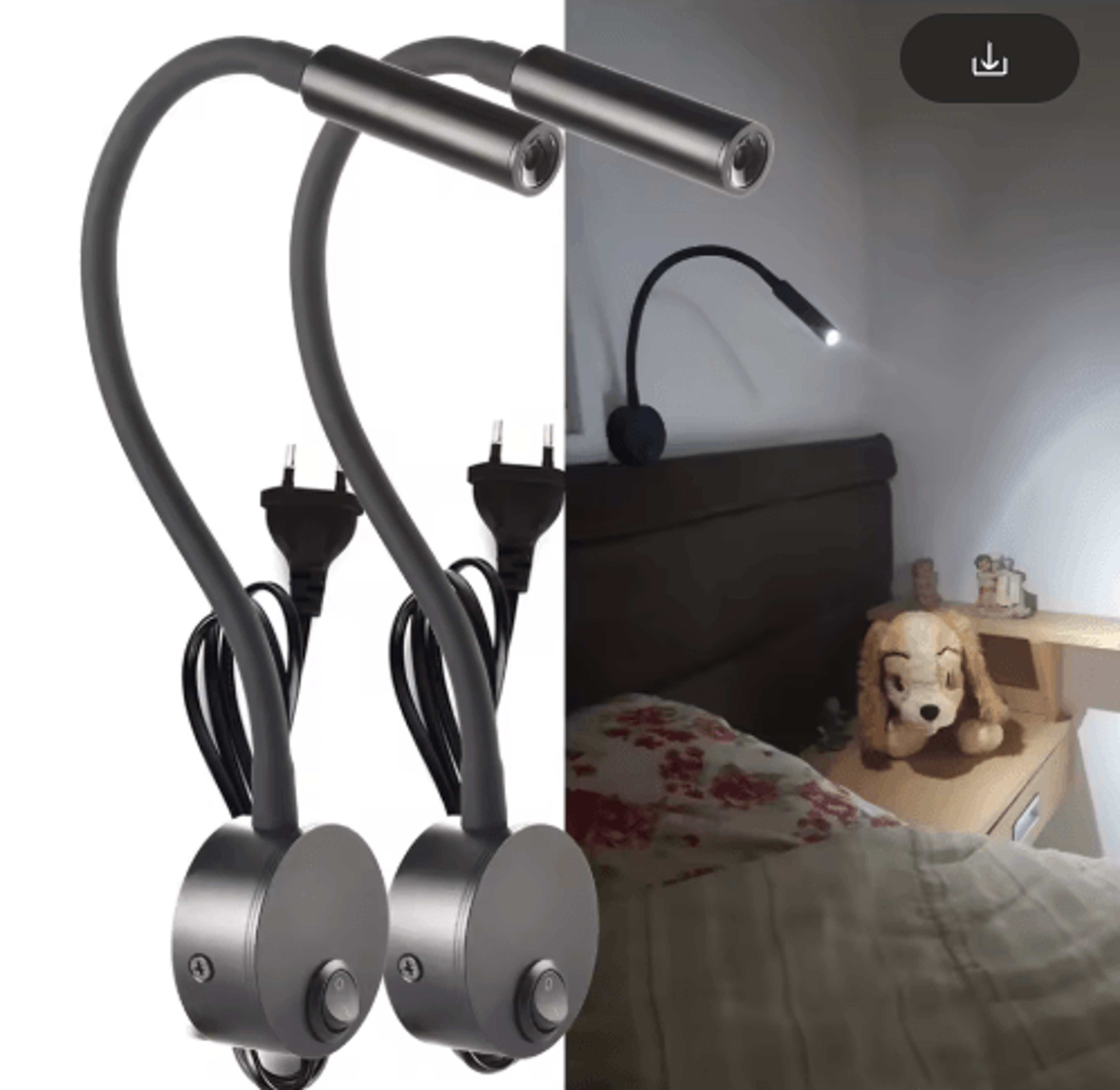 2Pack 3W LED Wall Reading Lamps  Modern Bedside Lights With EU Or US Plug 0