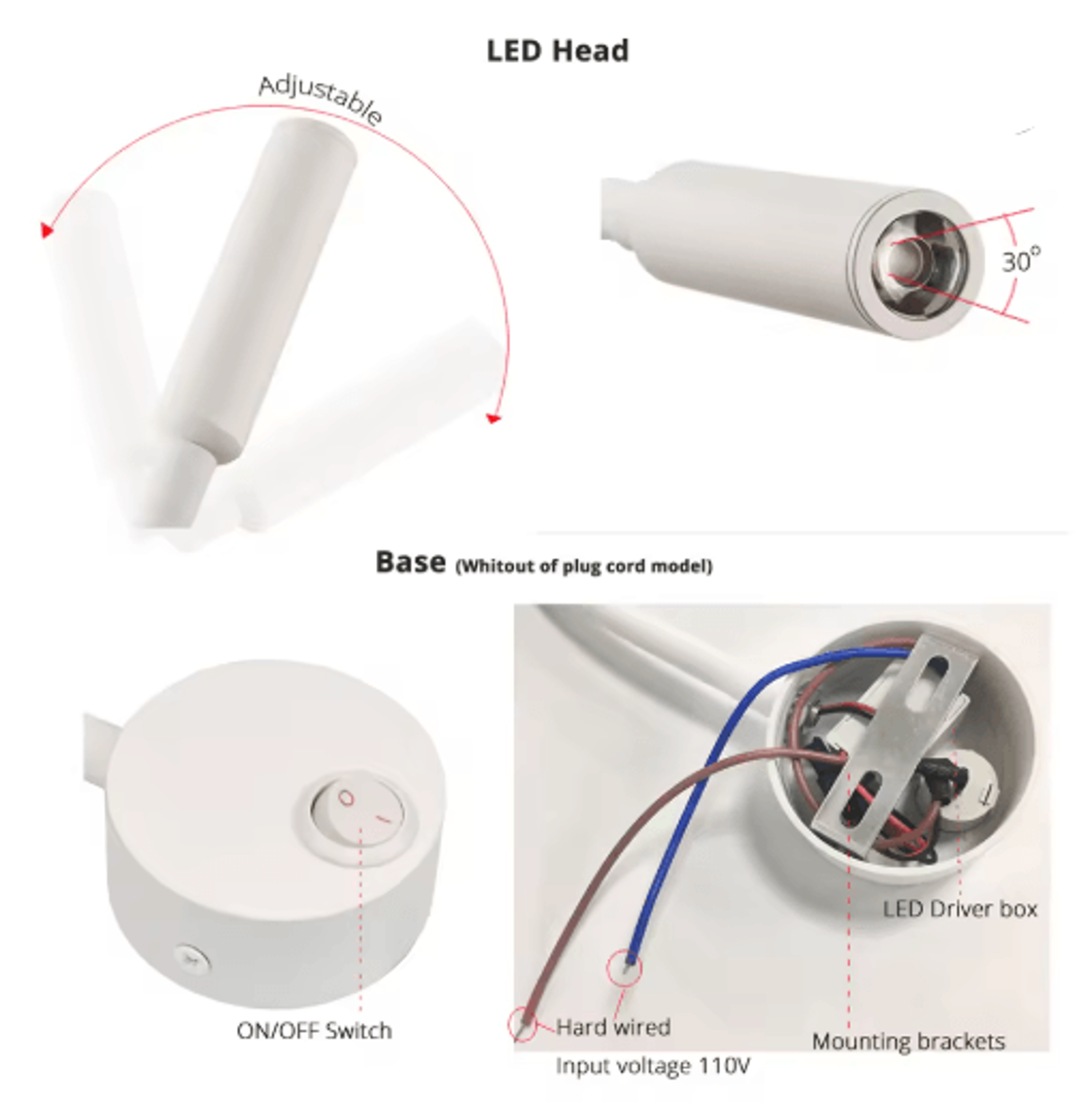 2Pack 3W LED Wall Reading Lamps  Modern Bedside Lights With EU Or US Plug 12