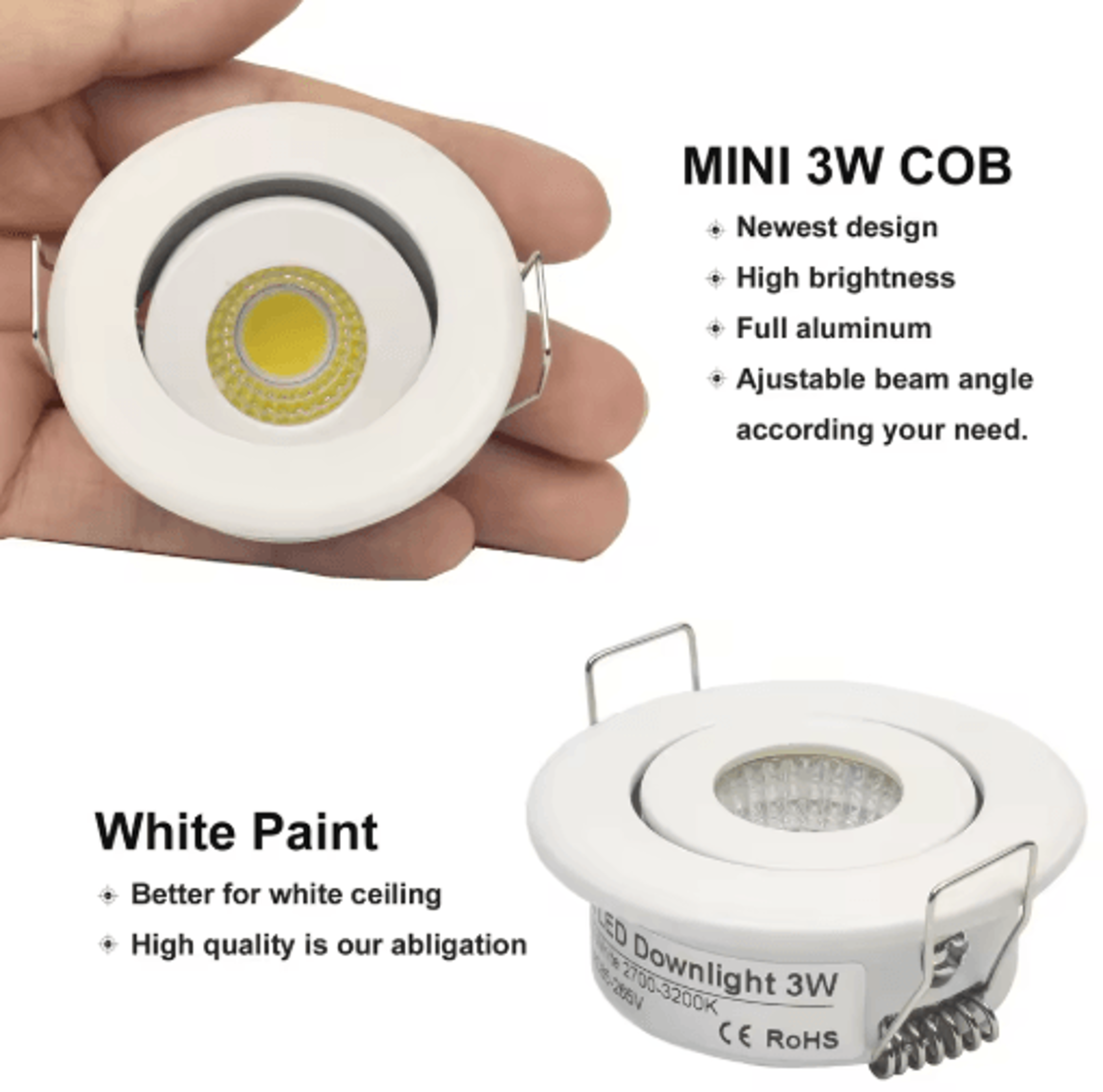10PCS Mini LED Recessed Downlights  1W3W Aluminum Ceiling Spotlights 13