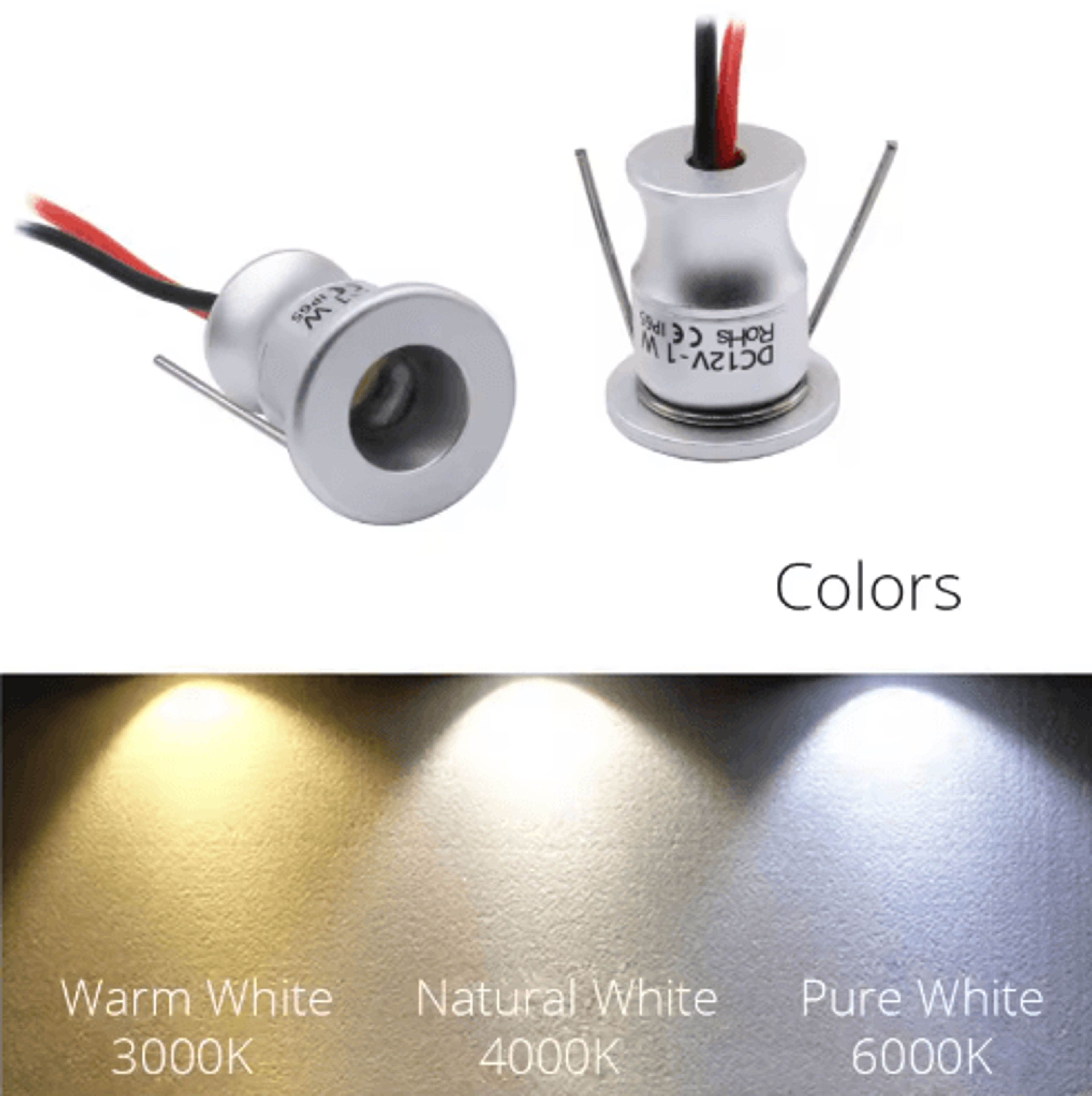 10PCS Mini LED Spotlights  1W DC12V IP65 Waterproof Cabinet Lights 9