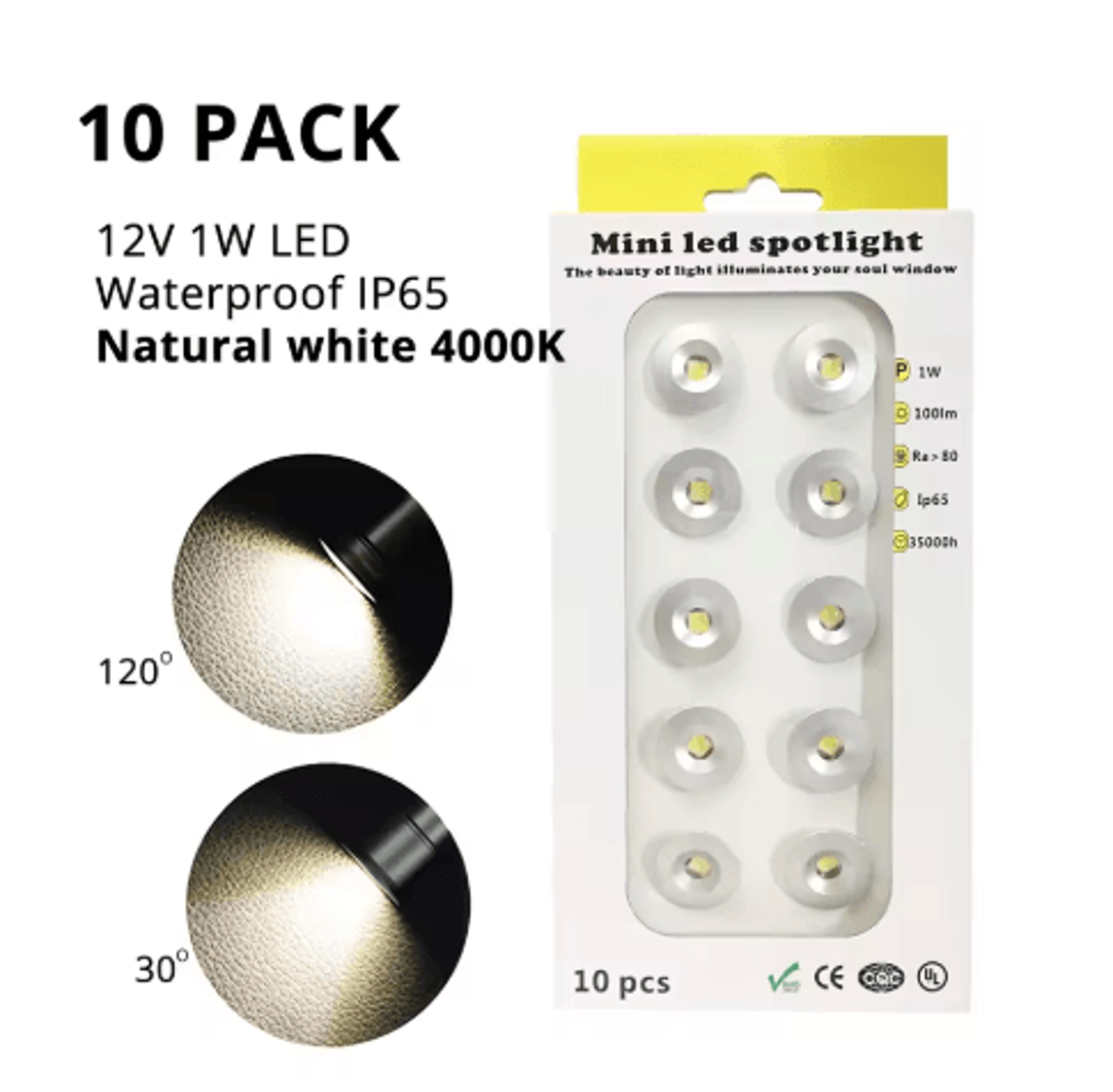 10PCS Mini LED Spotlights  1W DC12V IP65 Waterproof Cabinet Lights 4