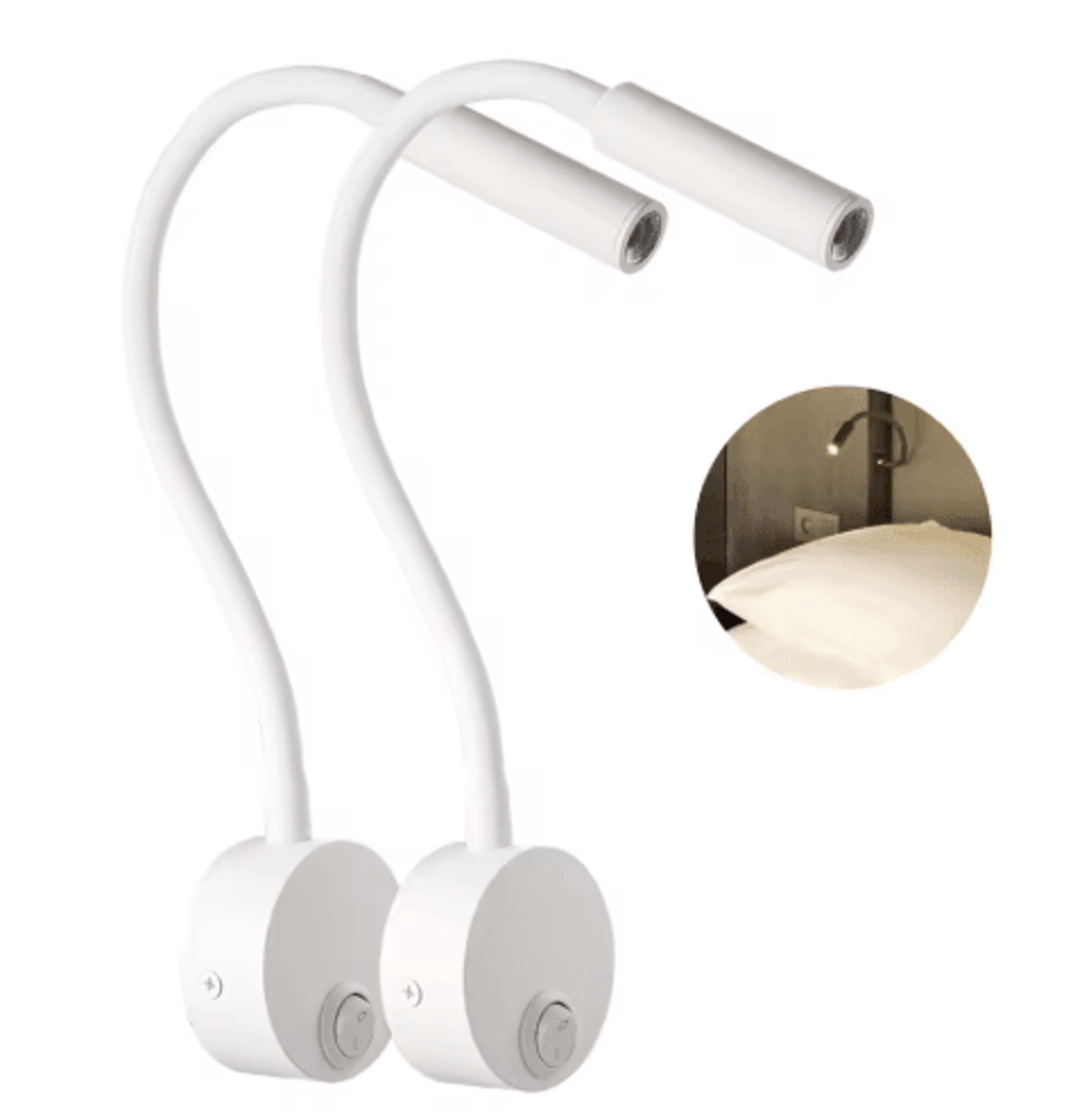 2PCS 3W LED Wall Reading Lamps  Modern Bedside Spotlights With EUUS Plug 0