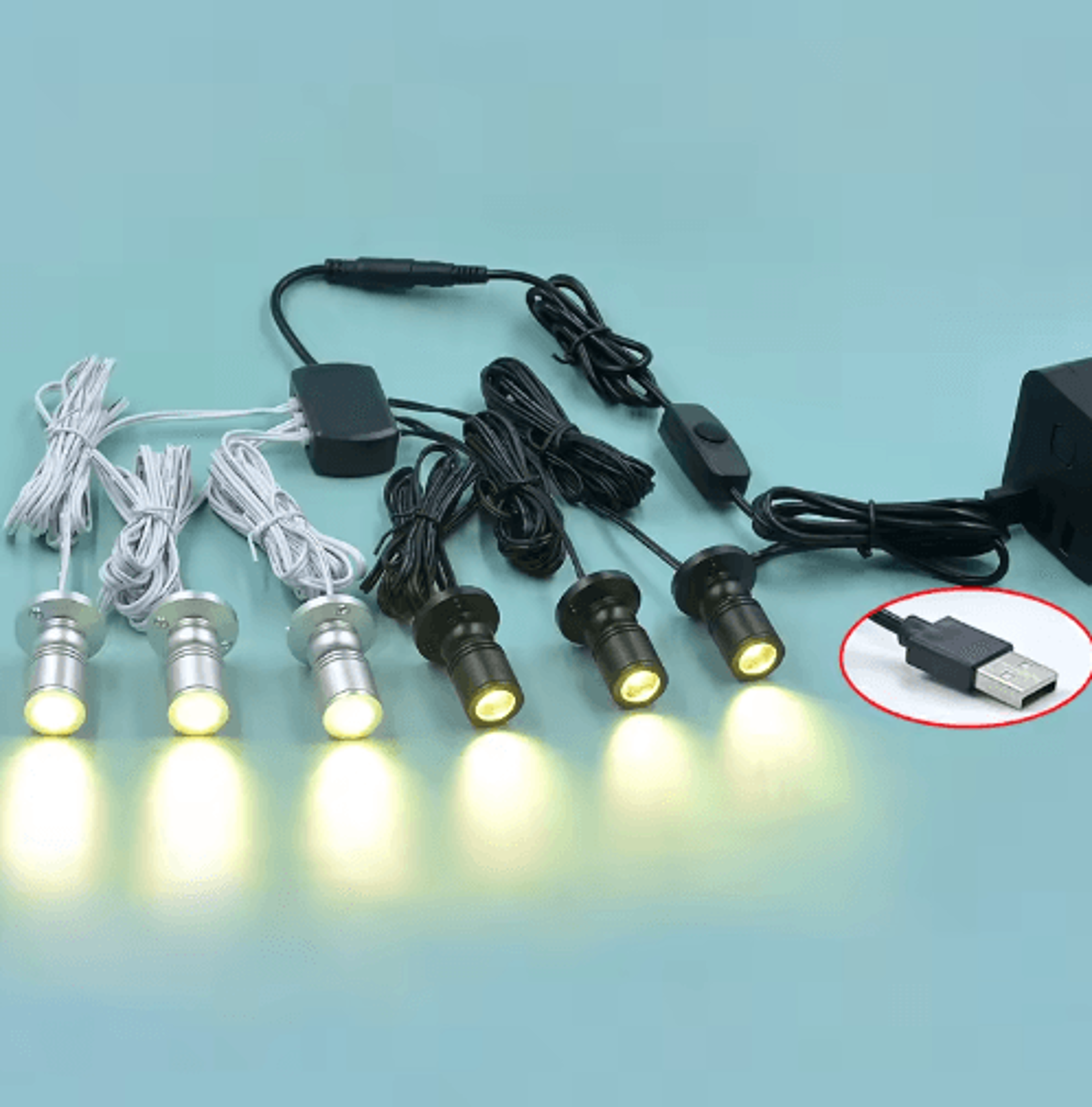 Dimmable USB LED Mini Spotlight  5V 1W Display Cabinet Light 0