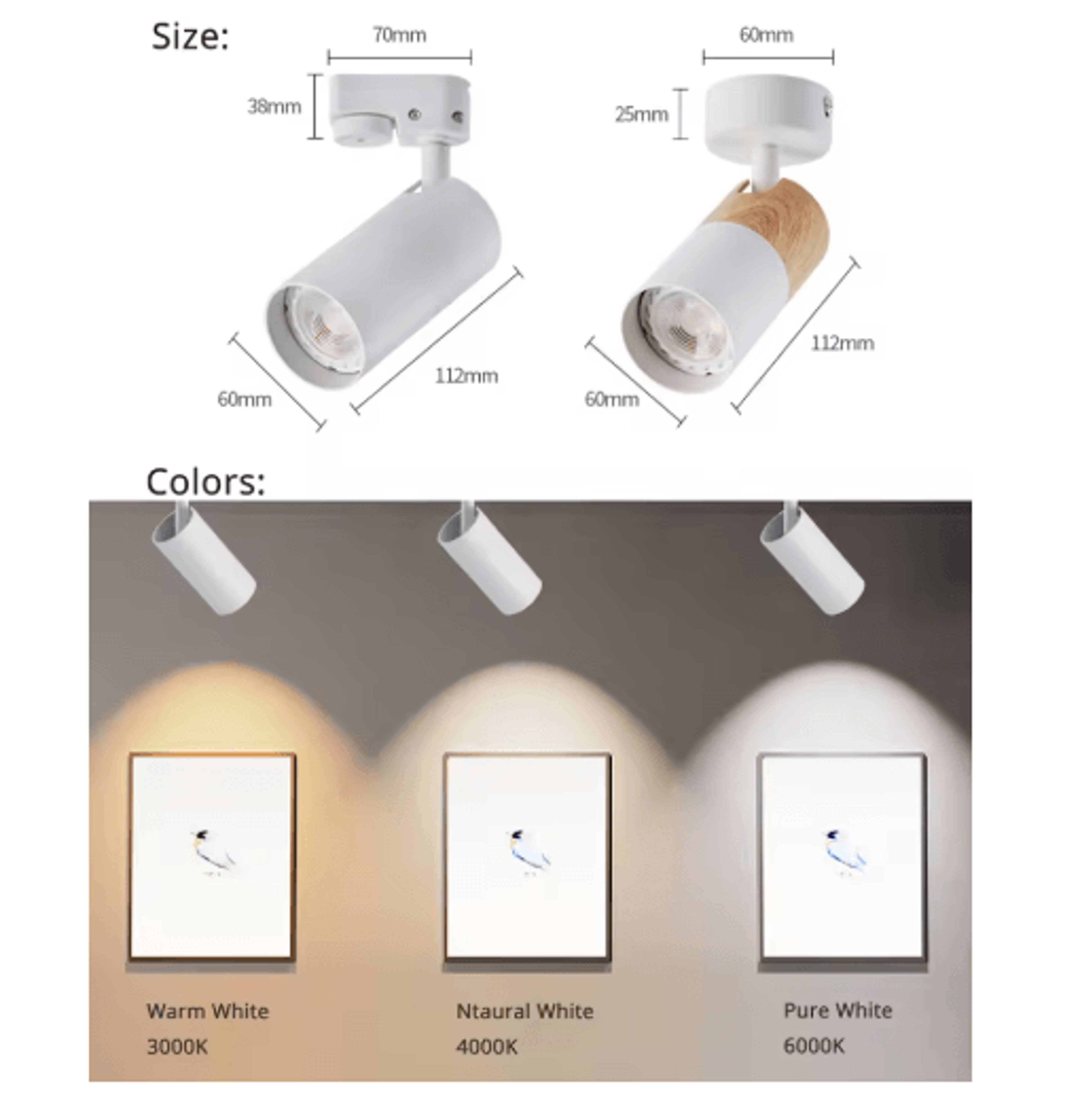 5W GU10 LED Track Spotlight  Adjustable Ceiling Rail Light Fixture 11