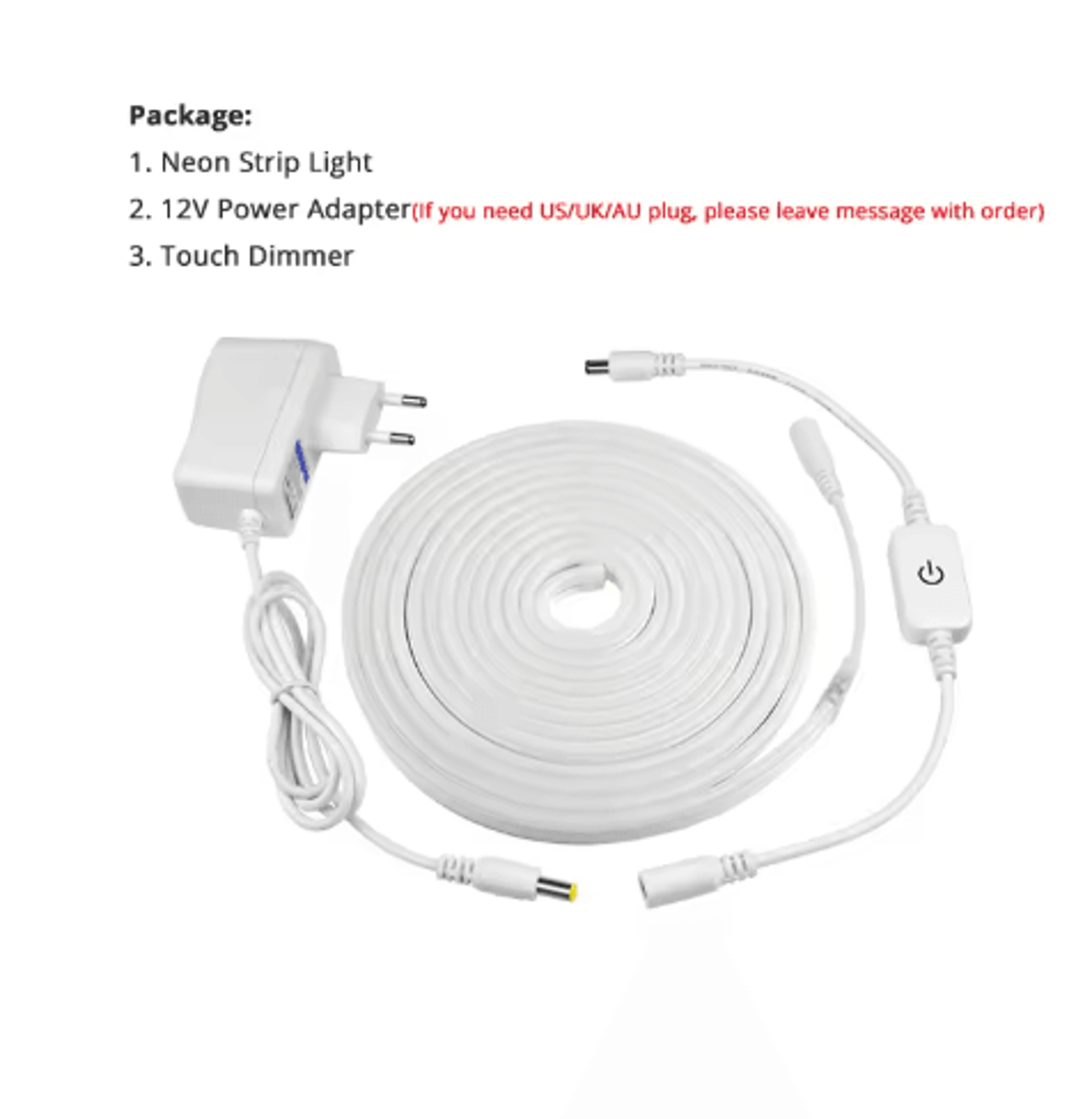 6mm Flexible LED Neon Strip Light  Dimmable Sensor Lighting Kit With Power Adapter 3