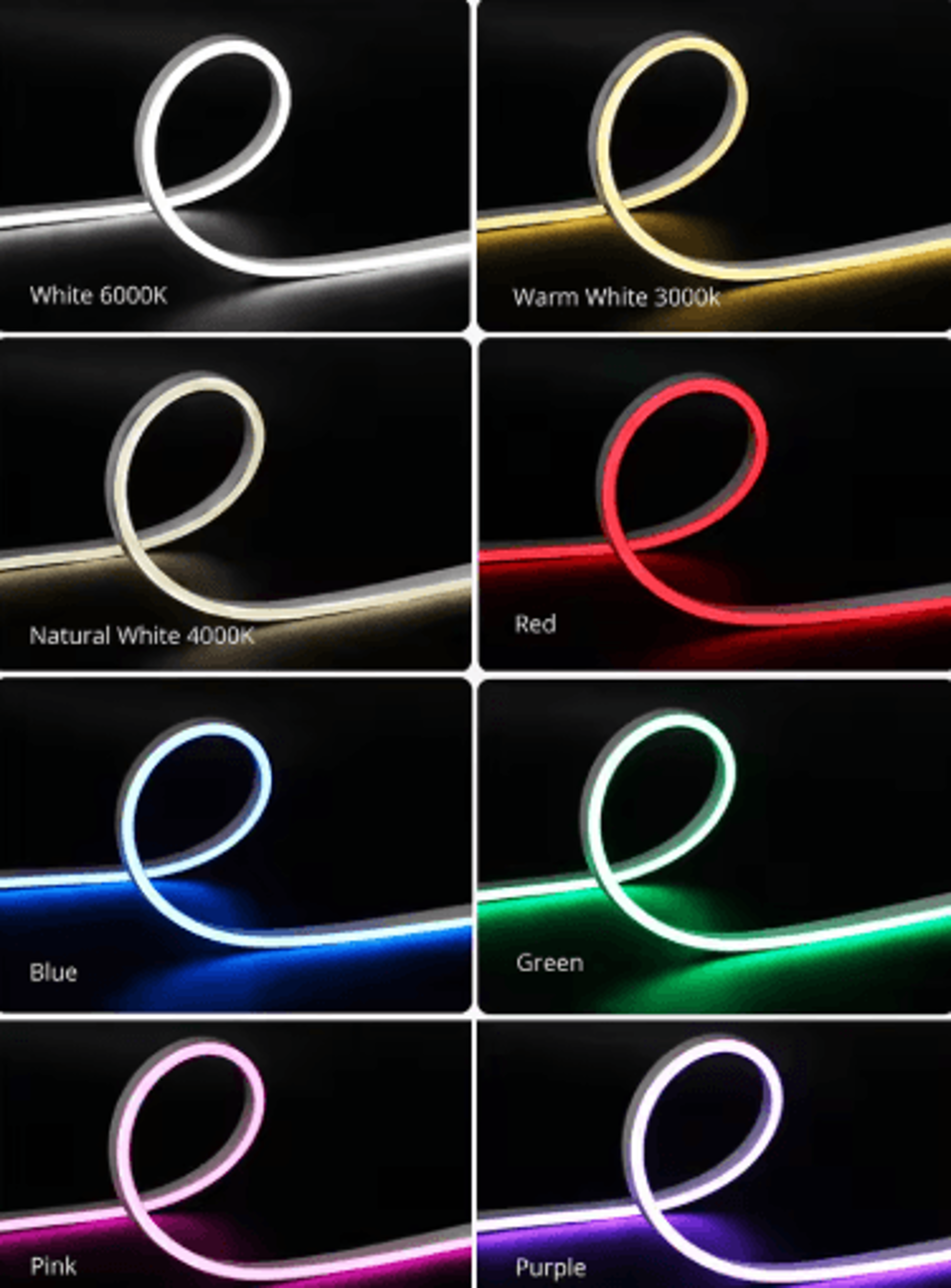 6mm Flexible LED Neon Strip Light  Dimmable Sensor Lighting Kit With Power Adapter 10