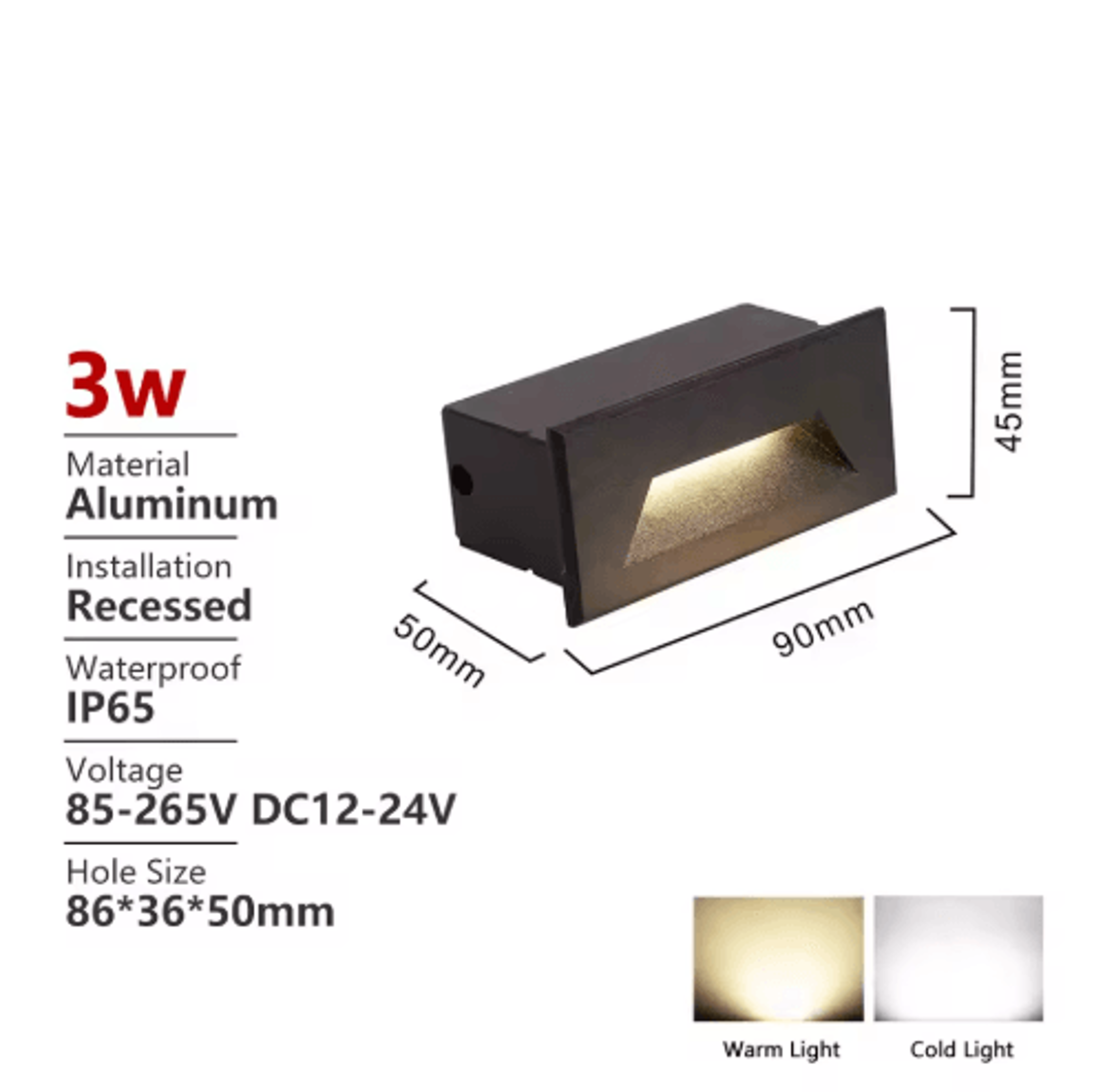 Round Recessed Outdoor Stair Light  Waterproof LED Wall Step Lamp 6