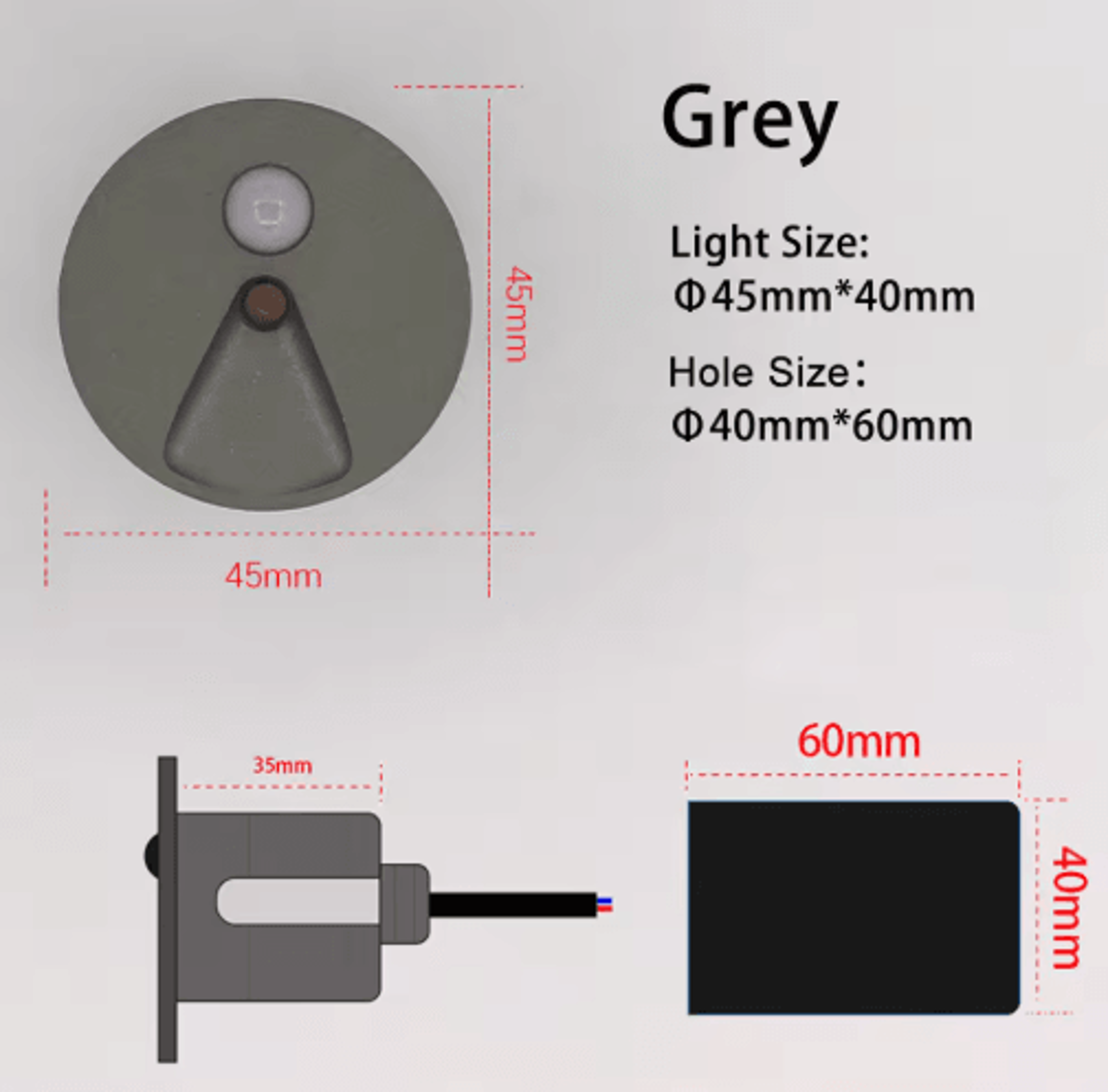 IP65 LED Motion Sensor Stair Light  45mm Round Recessed Wall Lamp 7