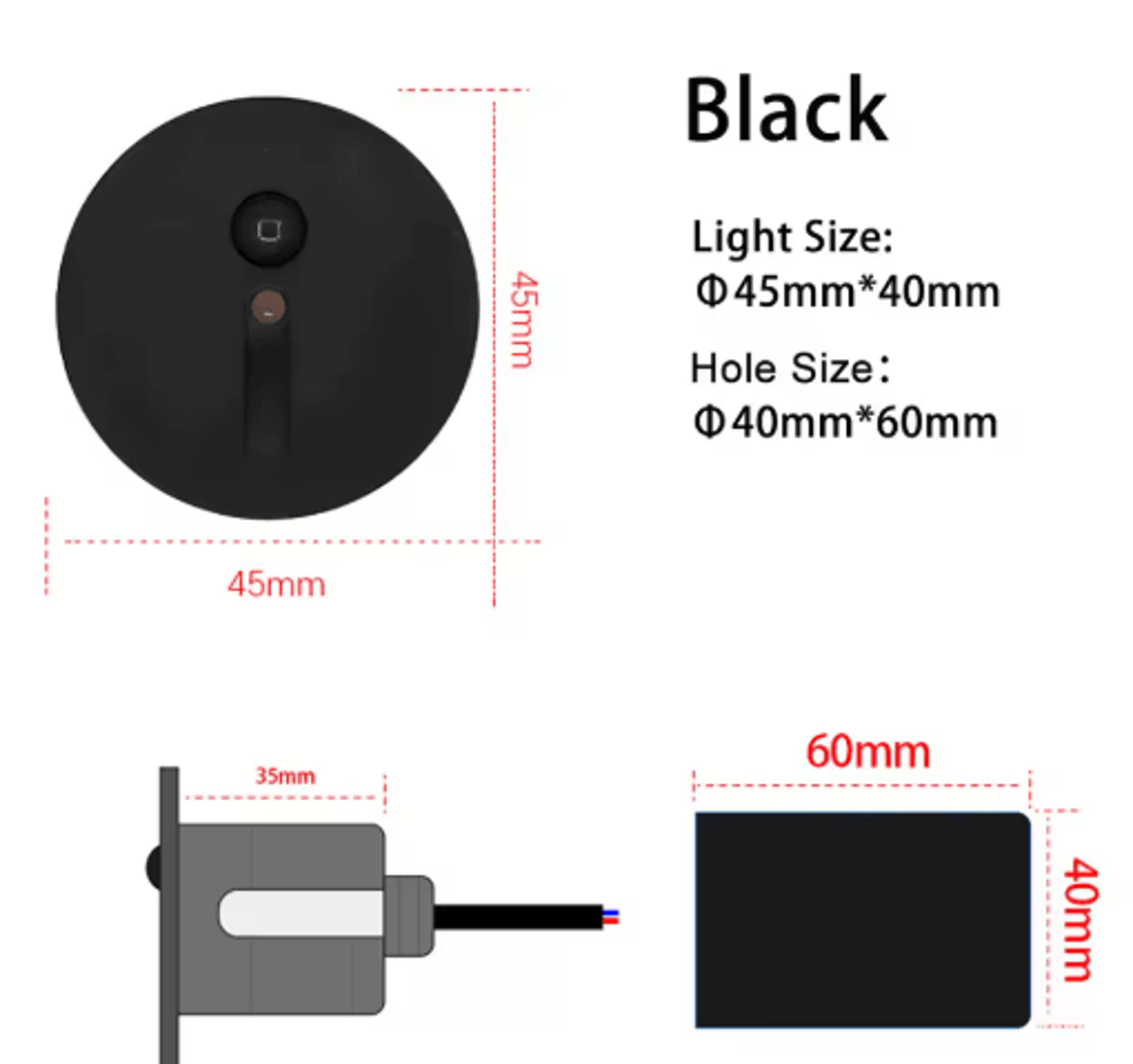 IP65 LED Motion Sensor Stair Light  45mm Round Recessed Wall Lamp 3