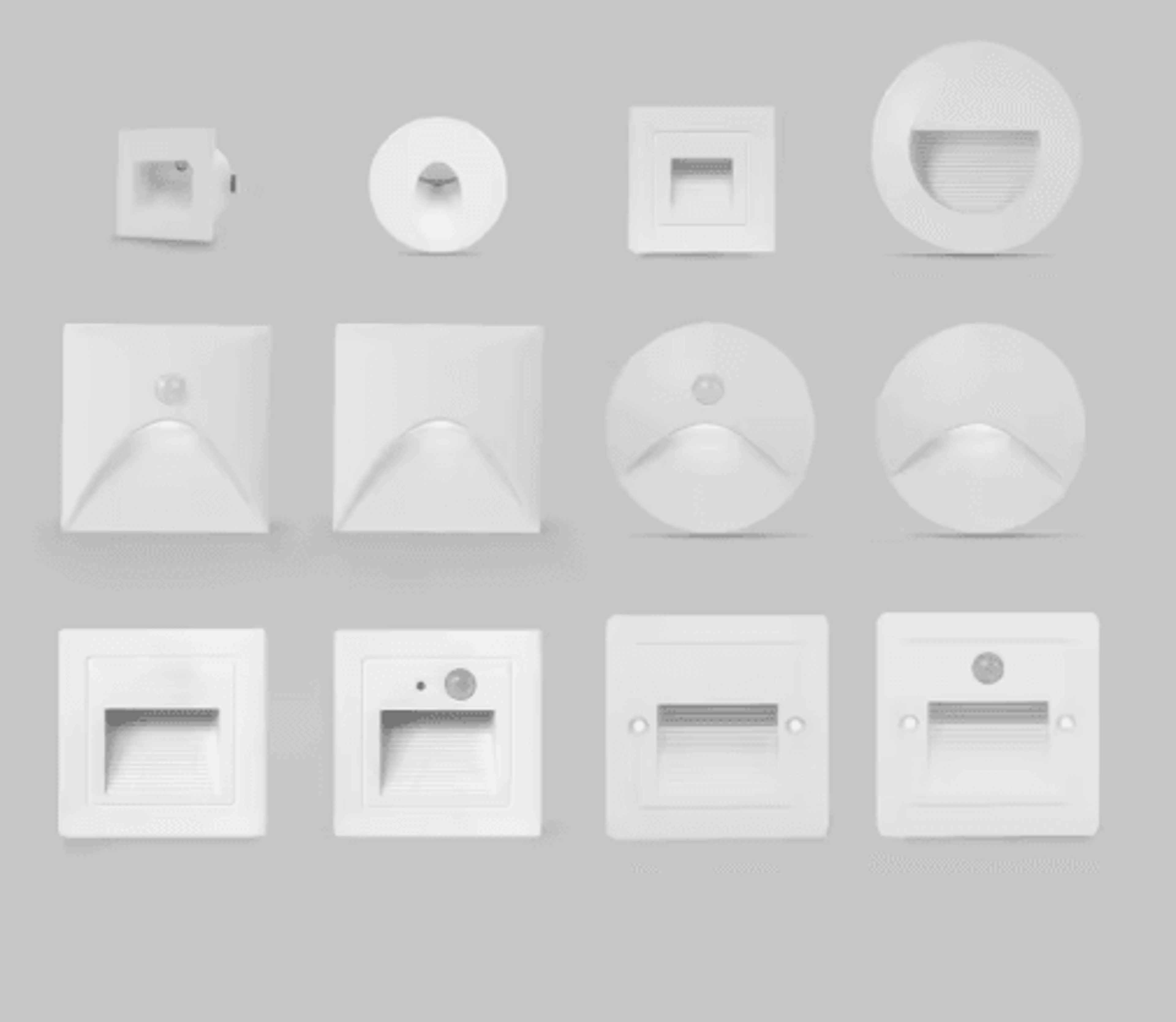 LED Motion Sensor Stair Light  Recessed White Wall Lamp In Round Or Square Design 0