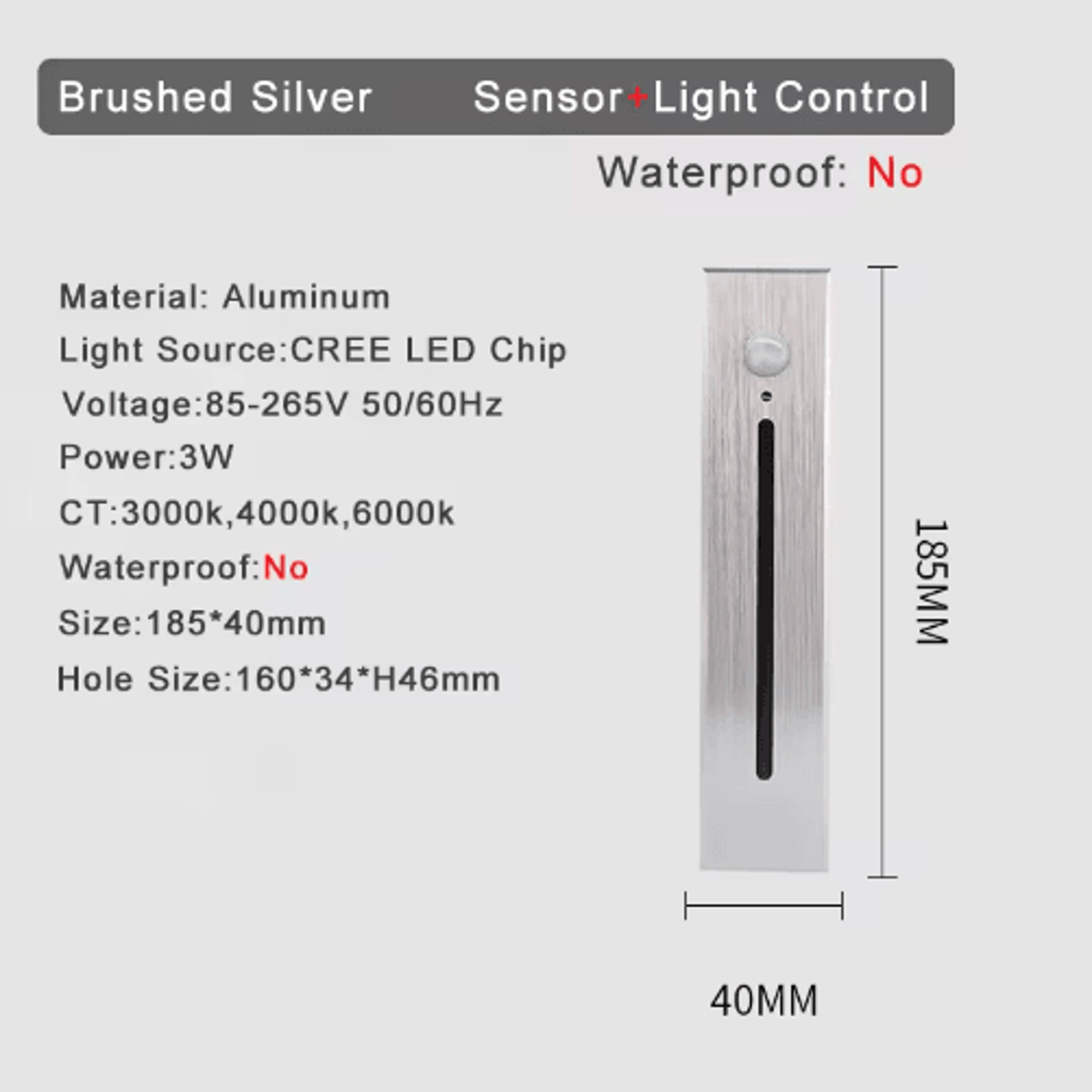 3W Smart LED Motion Sensor Stair Light  Recessed Wall Night Lamp 4