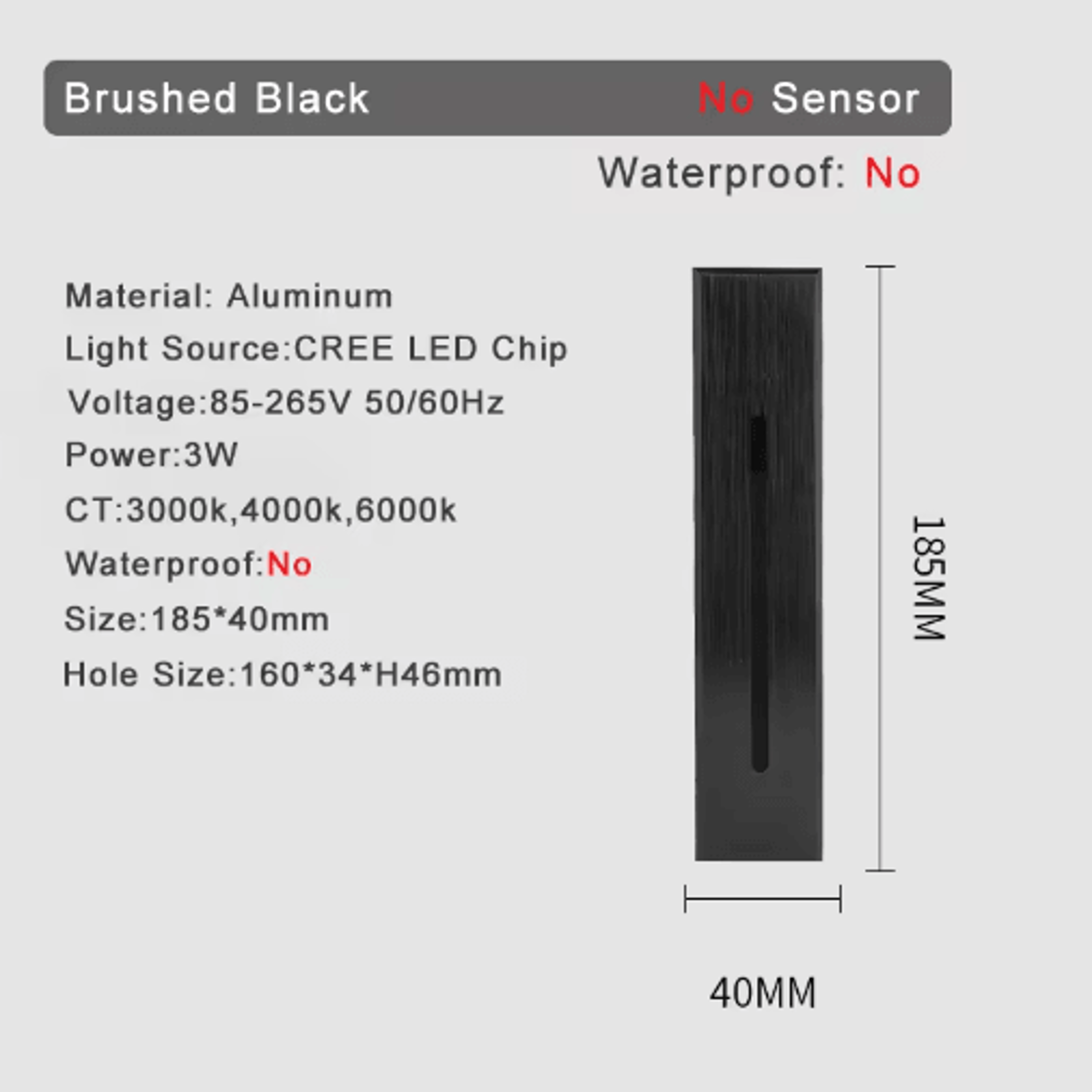 3W Smart LED Motion Sensor Stair Light  Recessed Wall Night Lamp 6