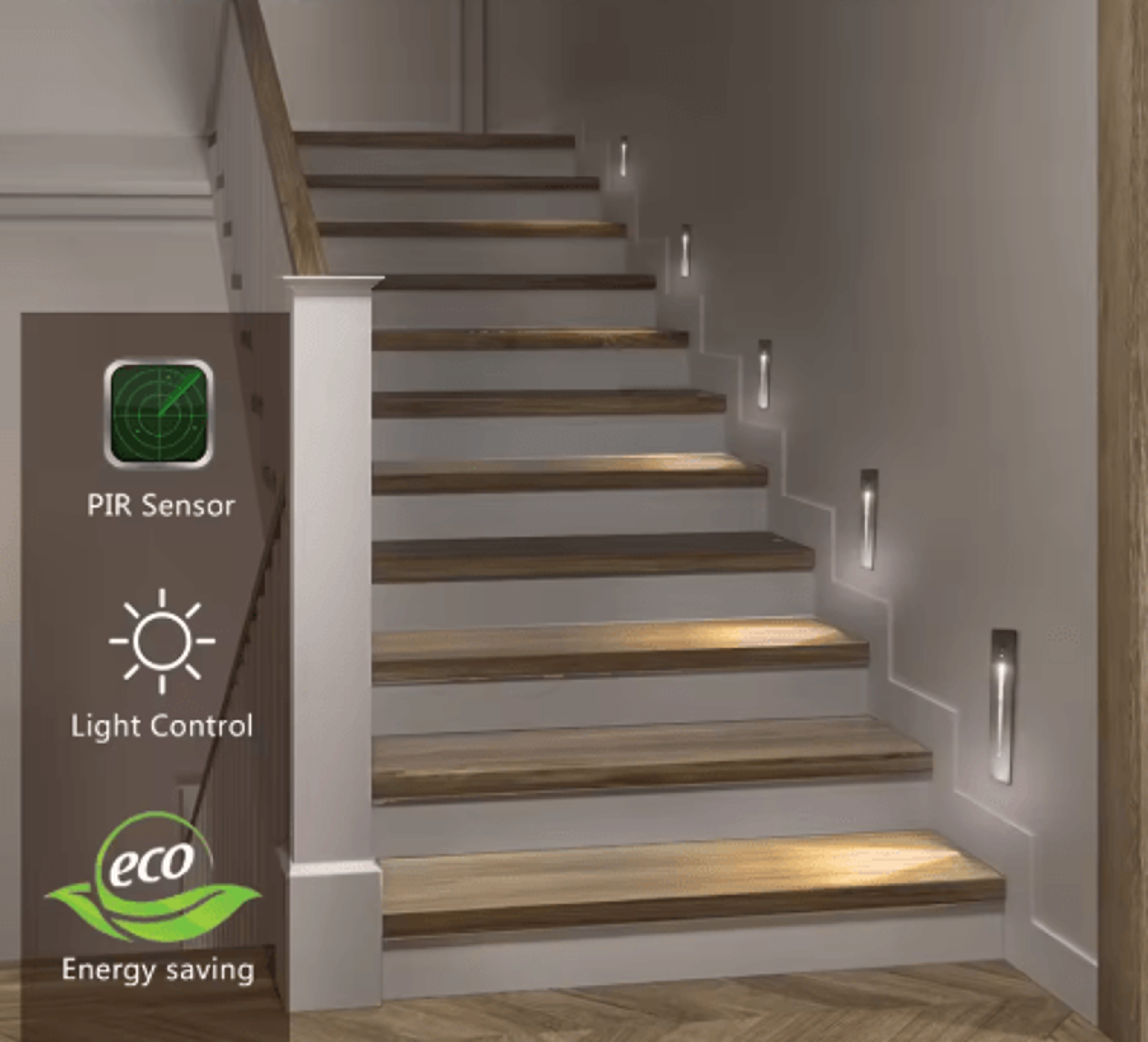3W Smart LED Motion Sensor Stair Light  Recessed Wall Night Lamp 16