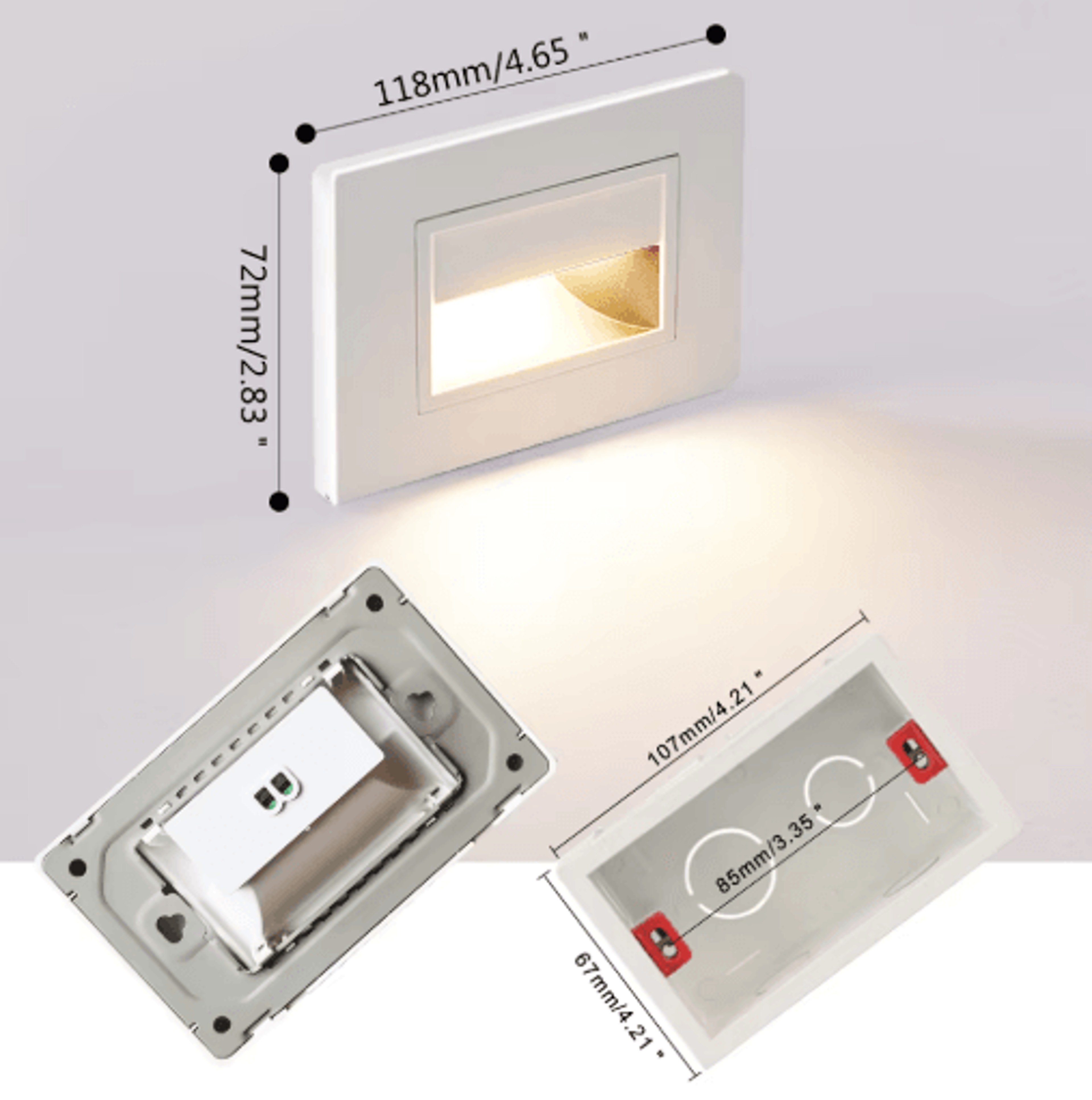 PIR Motion Sensor LED Step Light  Recessed Wall Night Lamp For USEU 503 Box 19