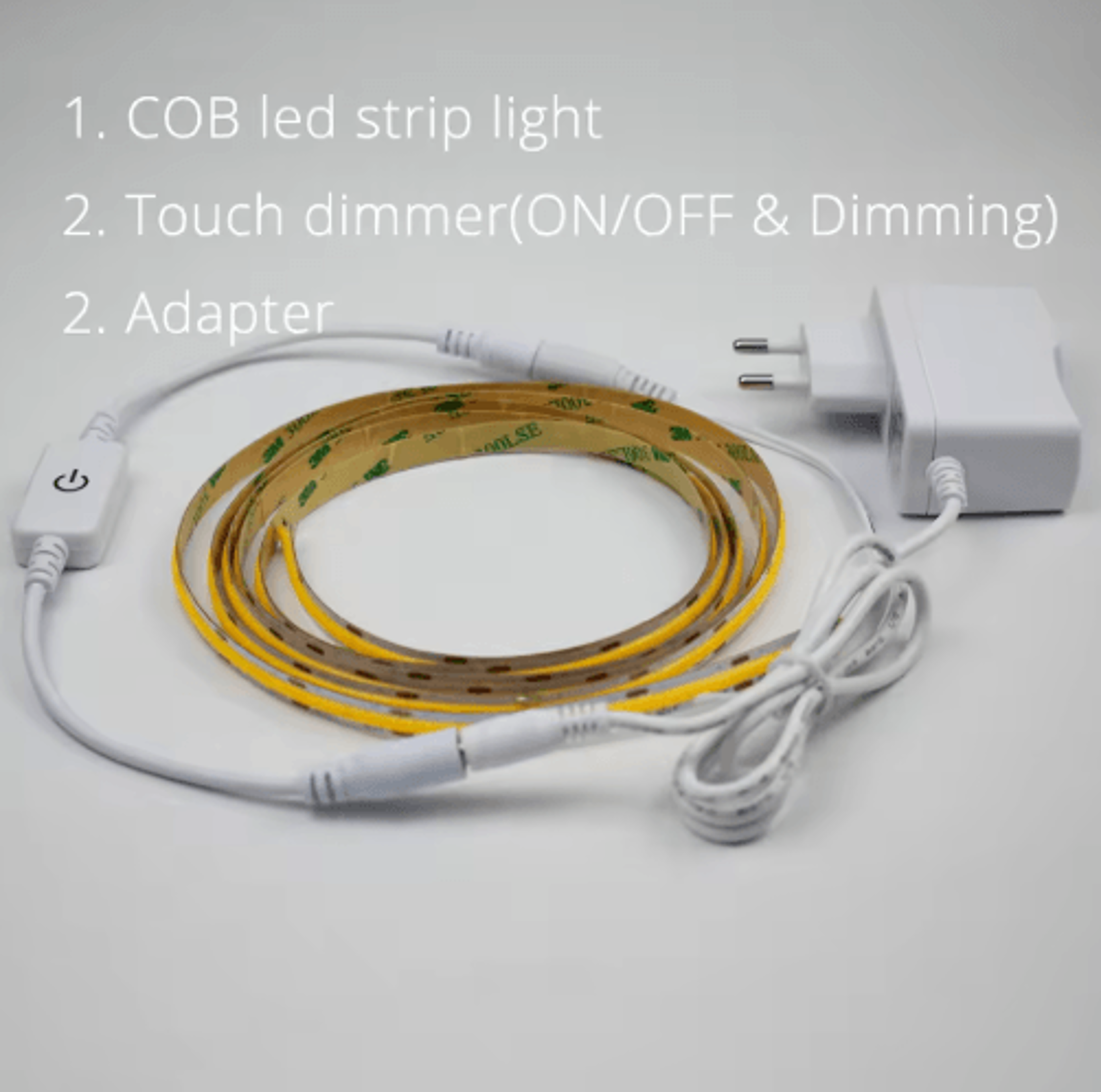 12V Dimmable COB LED Strip Light  8mm Flexible Tape With Sensor Control 6