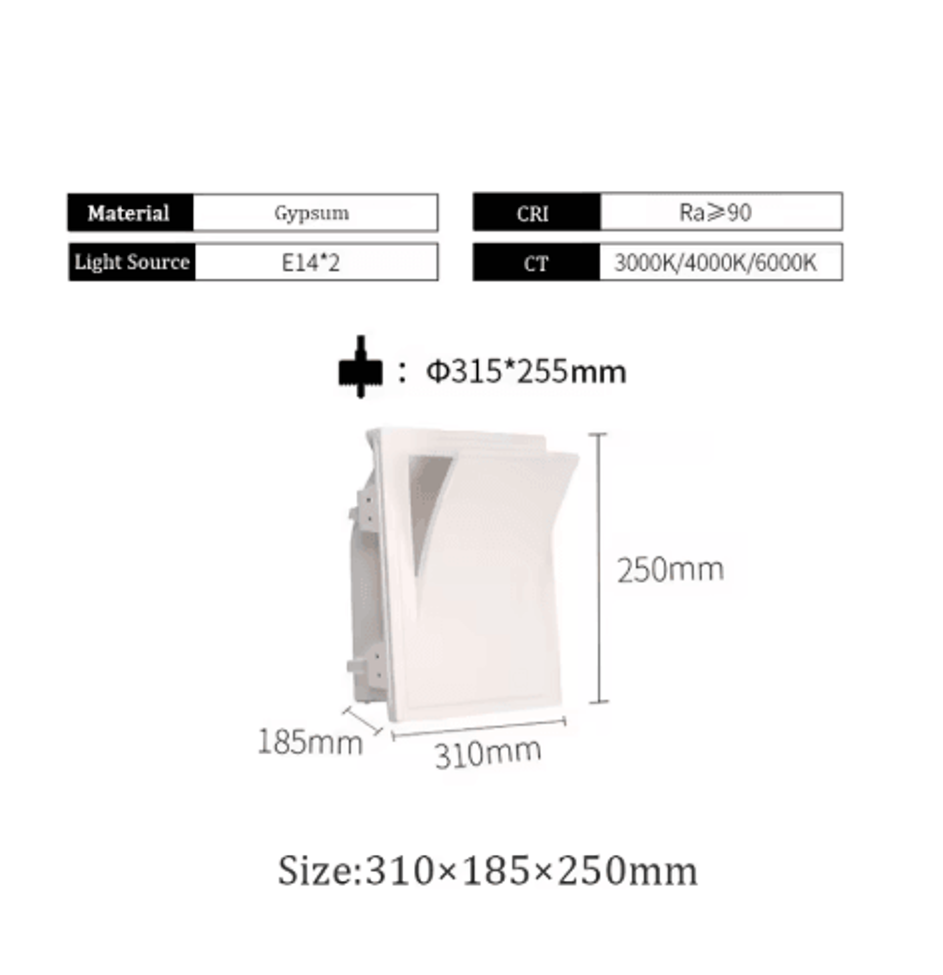 Modern Recessed Gypsum Wall Light  Minimalist Bedside Lamp For Indoor Lighting 3