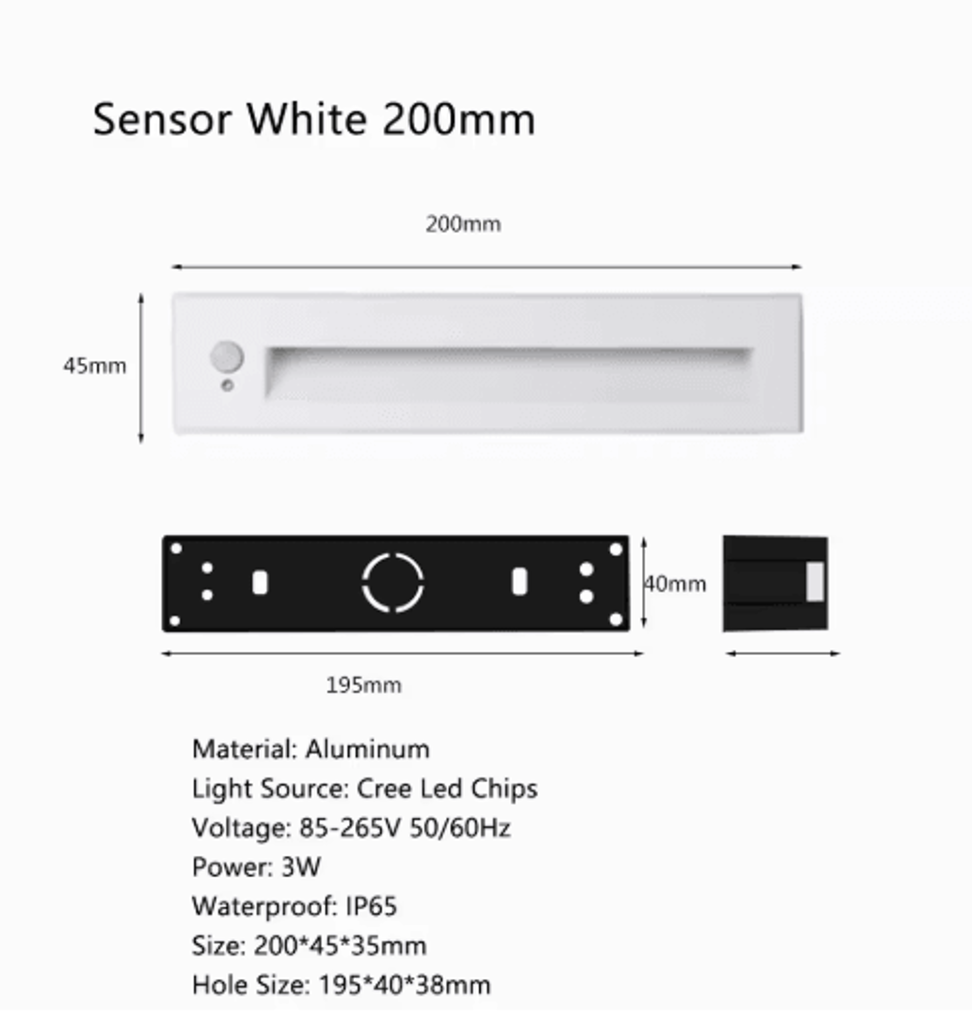 Recessed LED Motion Sensor Stair Light  Indoor  Outdoor Step Wall Lamp 10