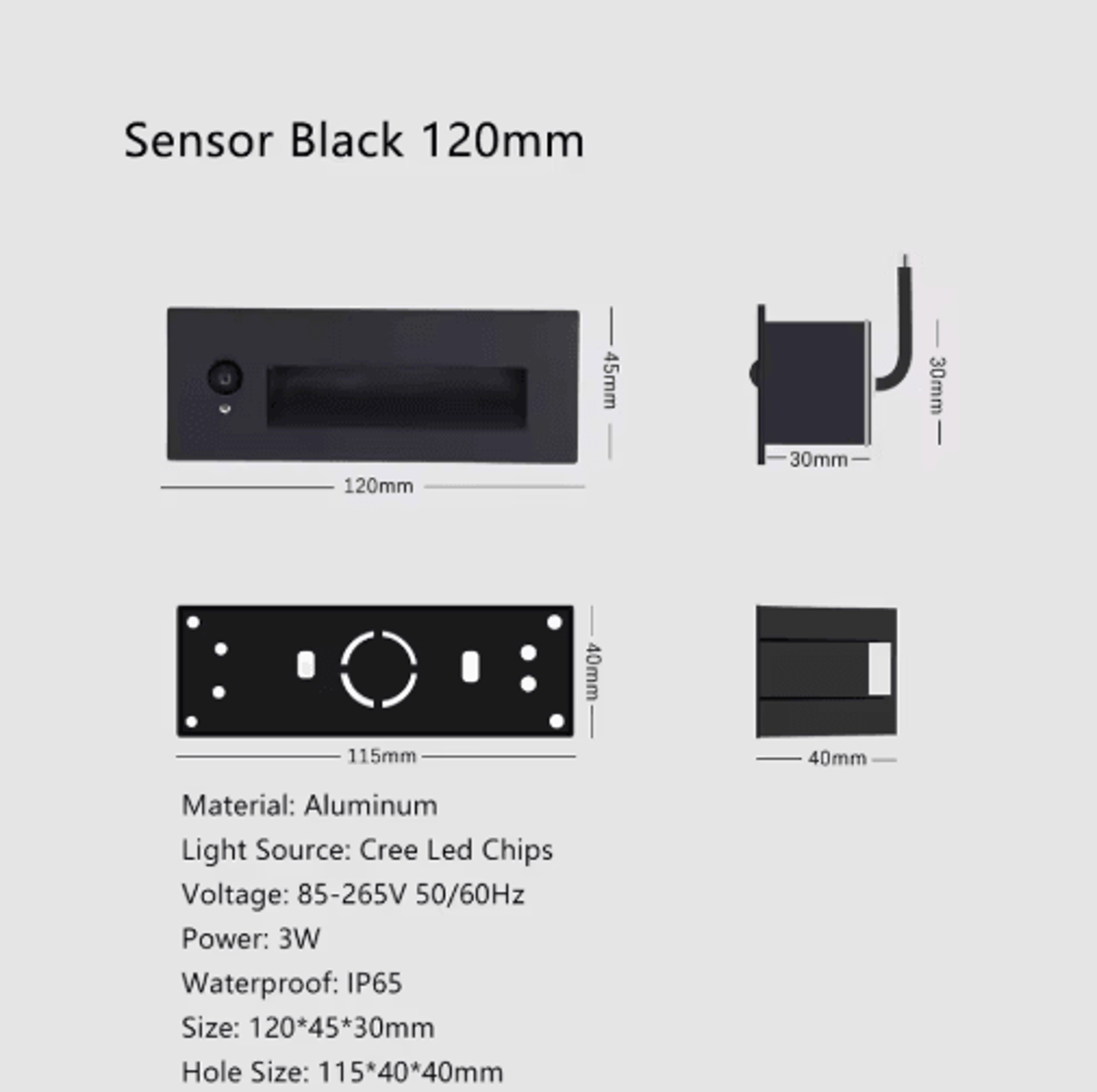 Recessed LED Motion Sensor Stair Light  Indoor  Outdoor Step Wall Lamp 8
