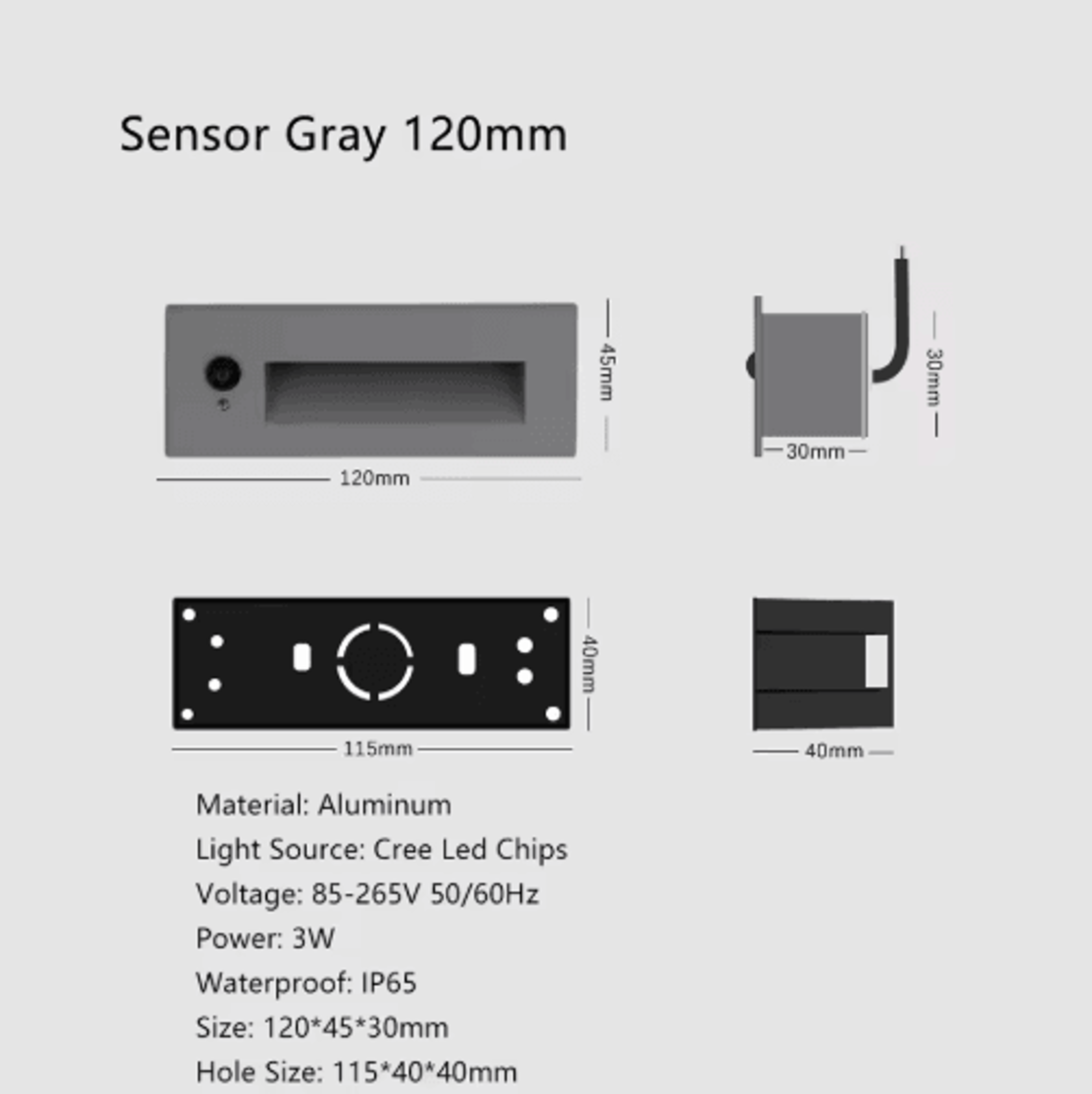 Recessed LED Motion Sensor Stair Light  Indoor  Outdoor Step Wall Lamp 11
