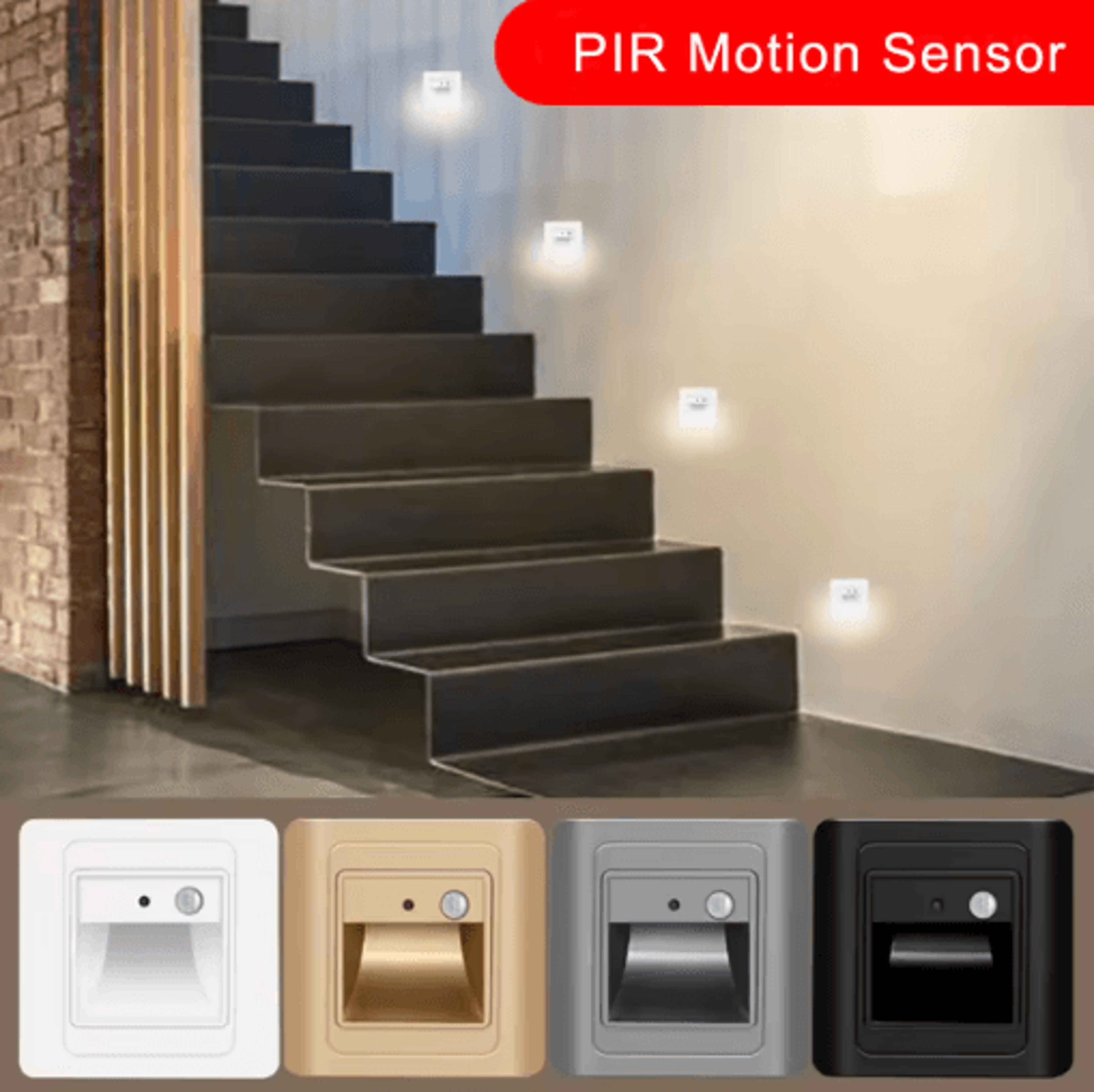 2W LED Motion Sensor Stair Light  Recessed PIR Night Lamp For Indoor Steps 9