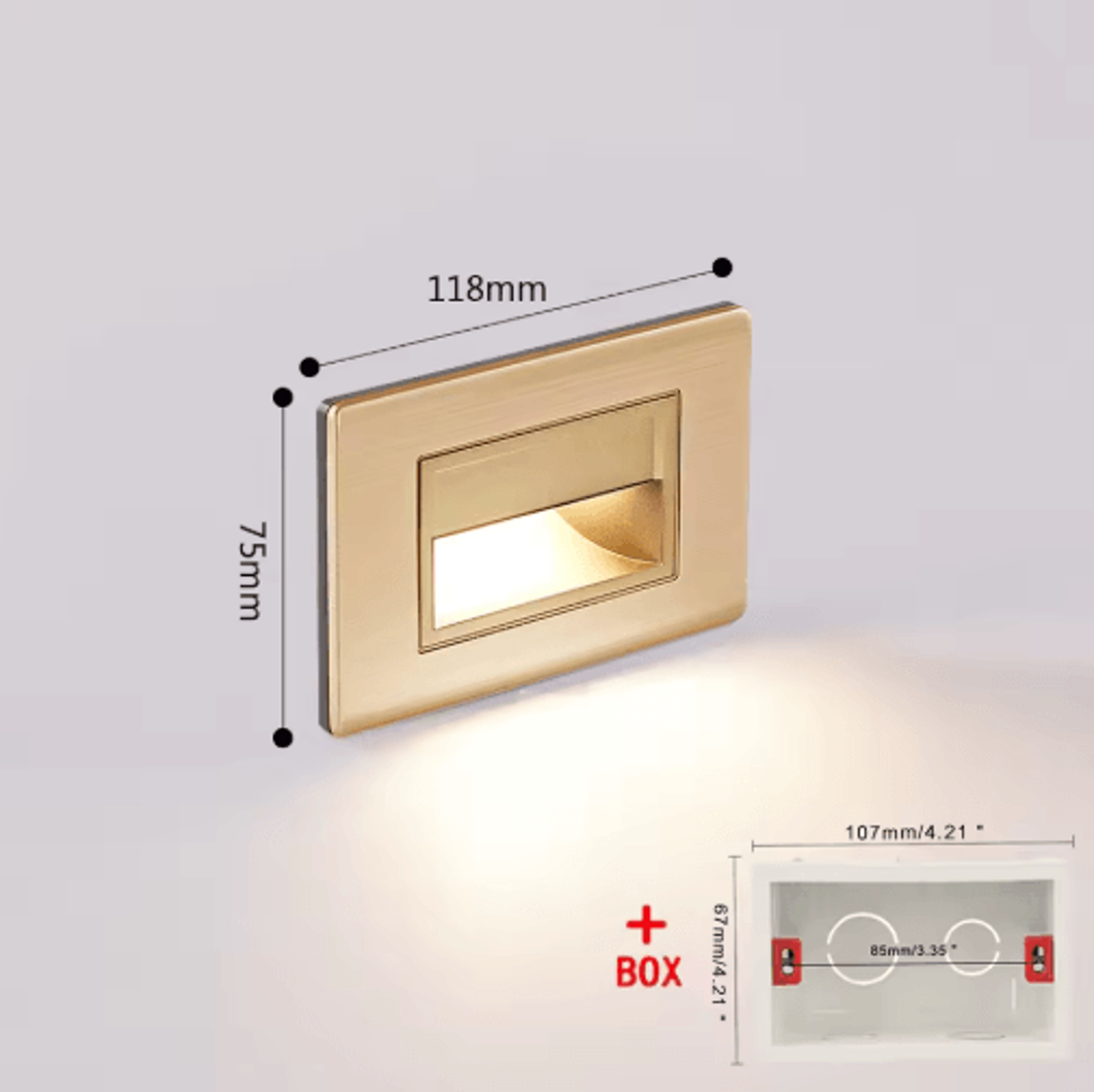 Recessed LED Stair Wall Light 118 By 86mm Indoor Night Lamp For US Standard Mounting 5