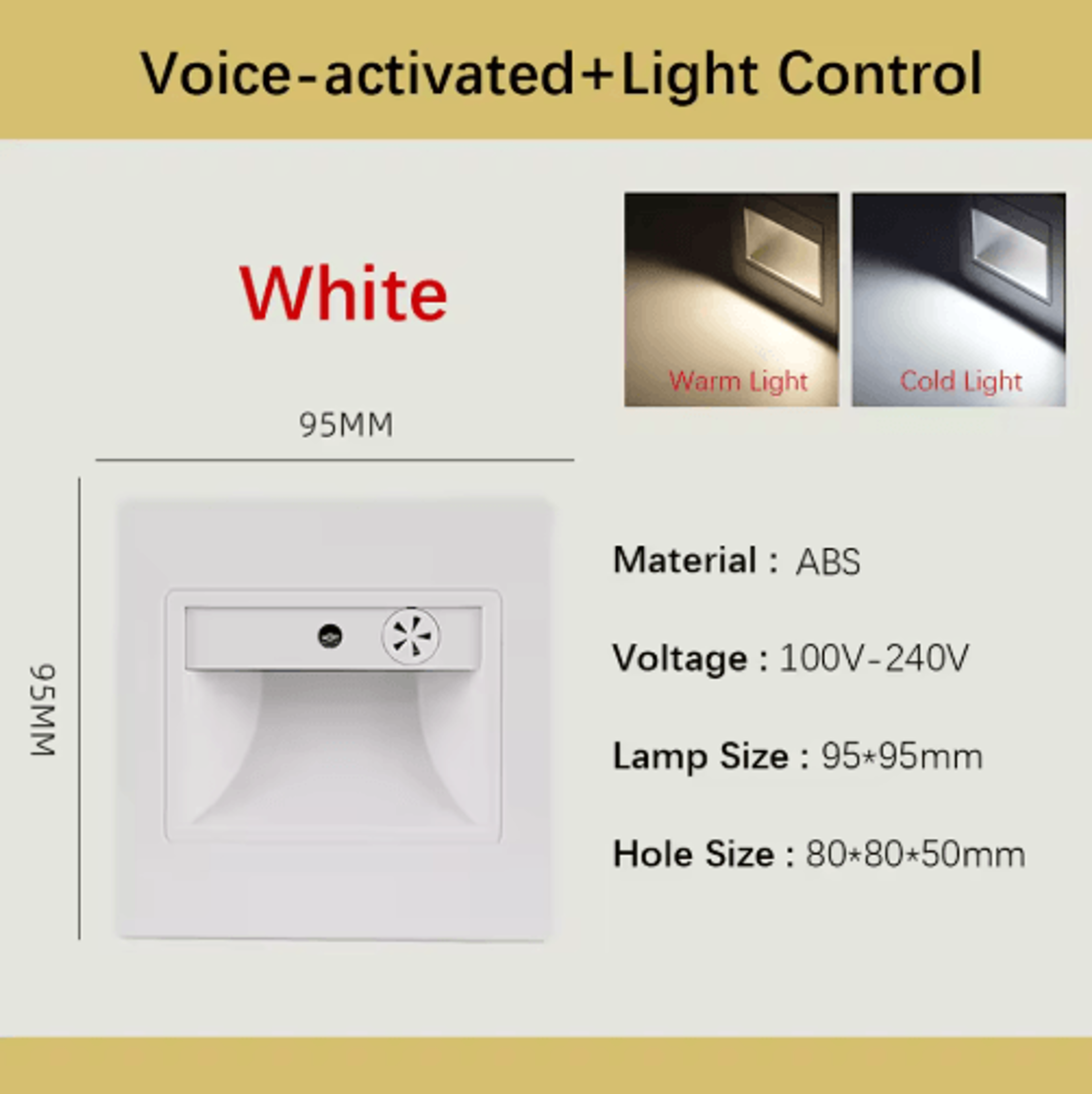 LED Motion Sensor Stair Light  Recessed VoiceActivated Wall Lamp 5