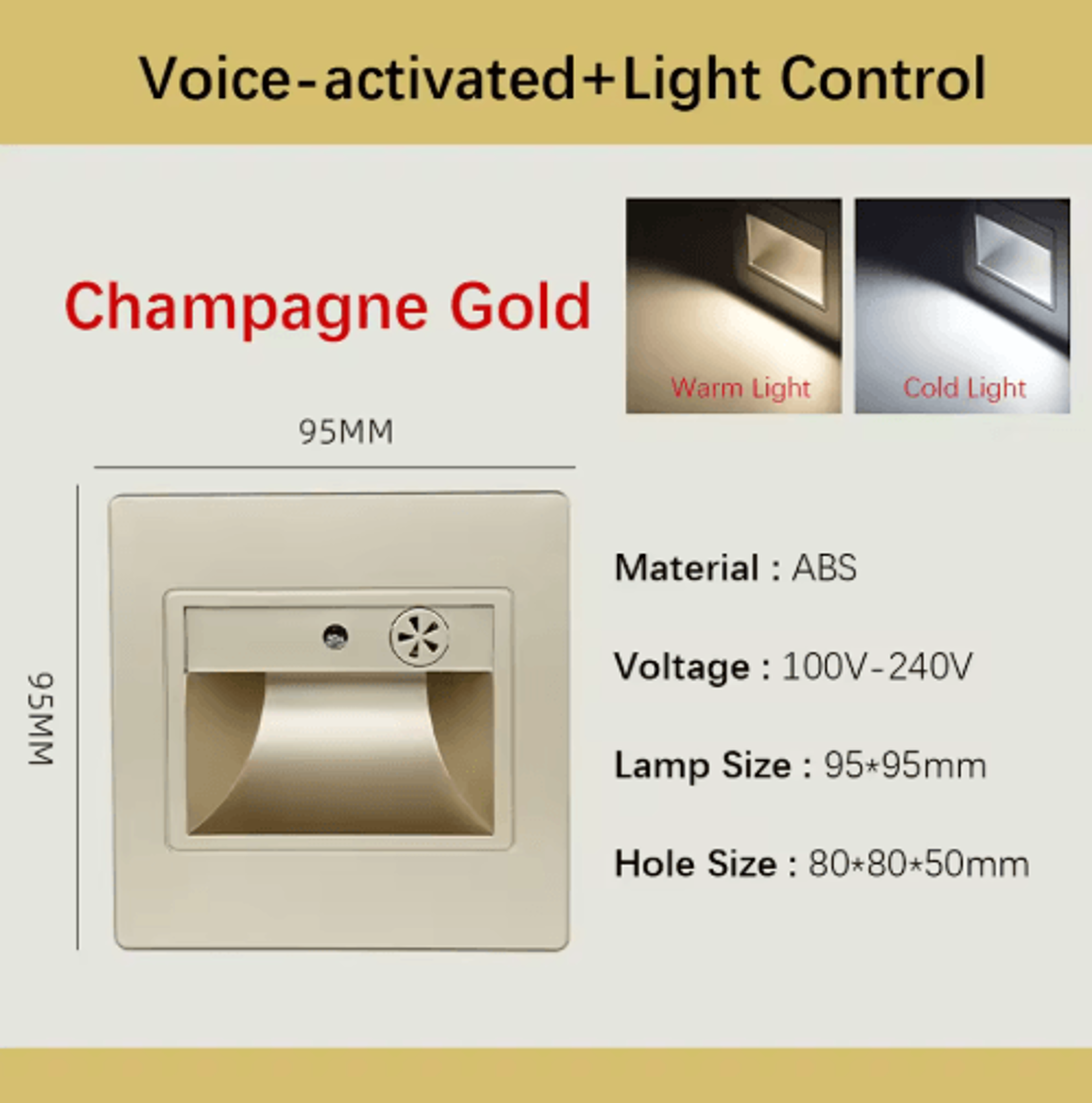 LED Motion Sensor Stair Light  Recessed VoiceActivated Wall Lamp 1