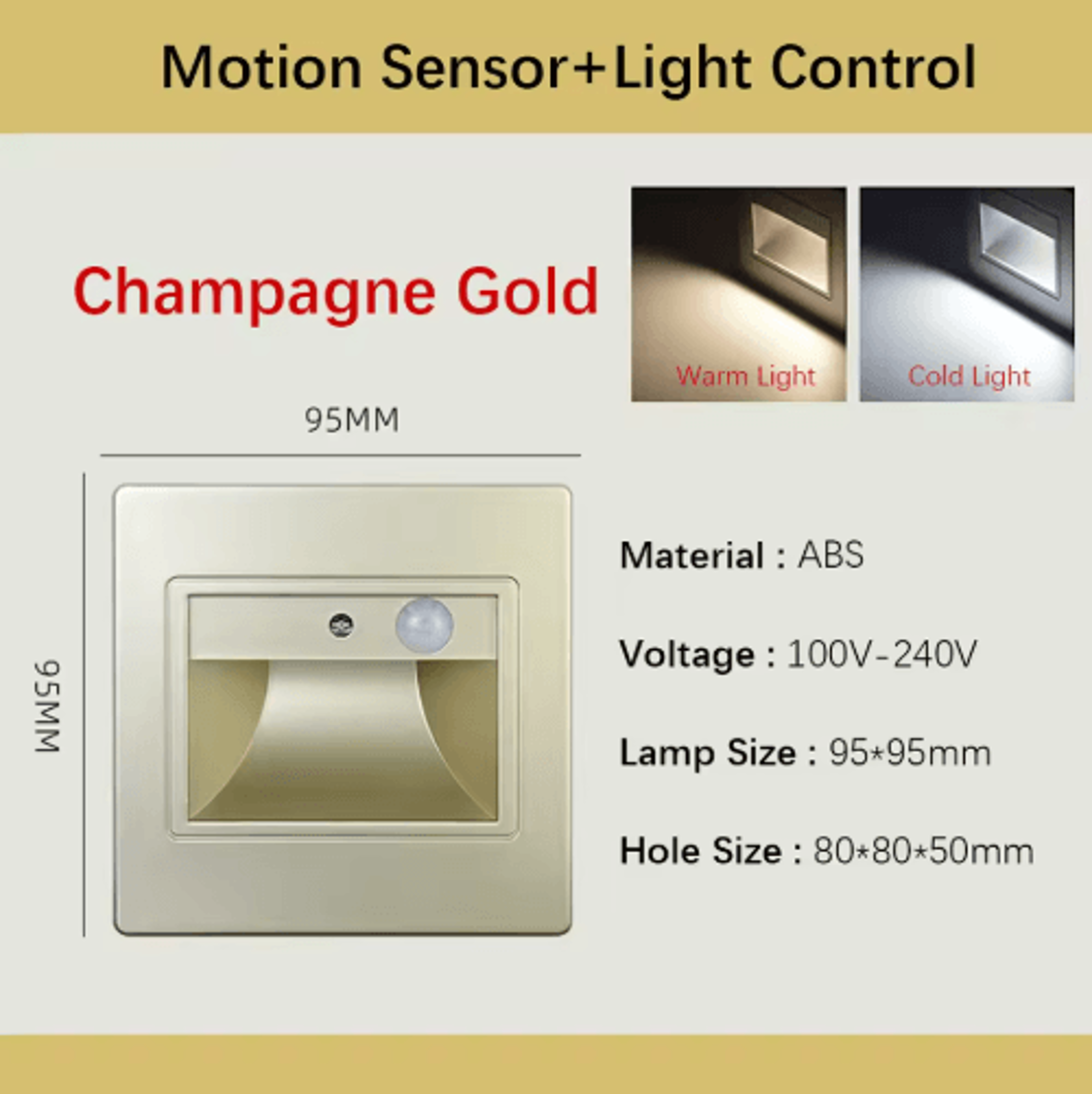 LED Motion Sensor Stair Light  Recessed VoiceActivated Wall Lamp 6