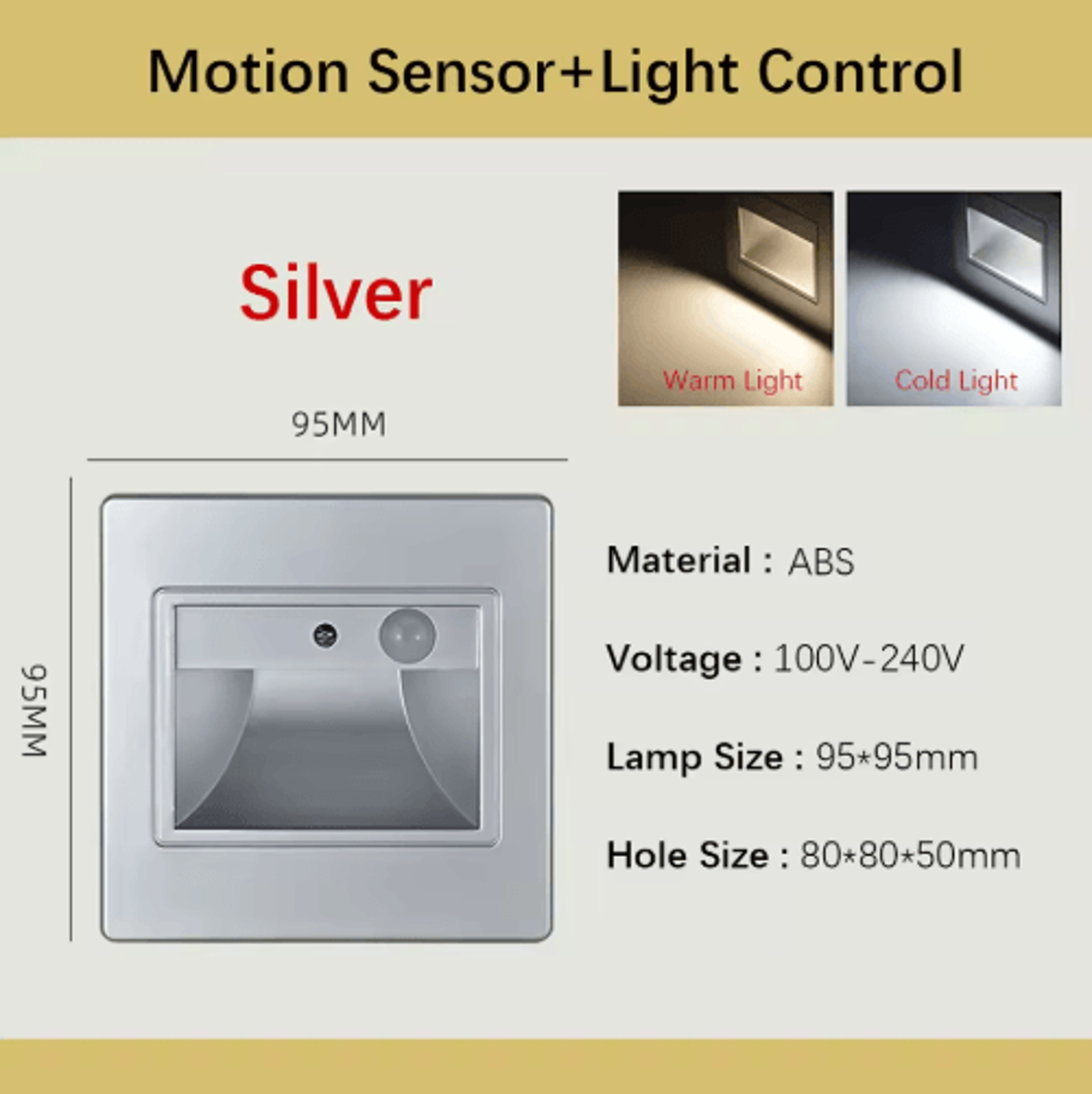 LED Motion Sensor Stair Light  Recessed VoiceActivated Wall Lamp 8