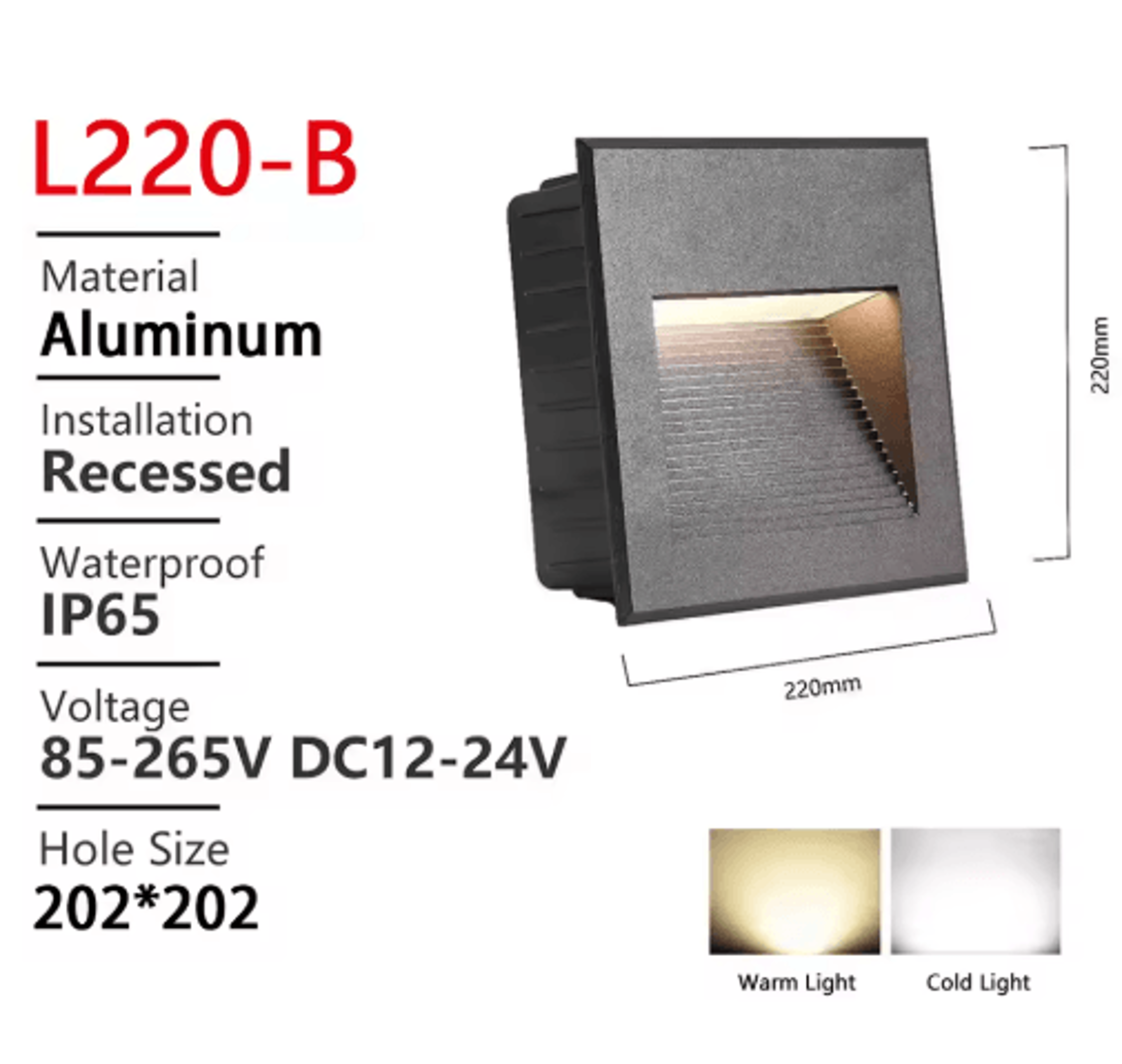 Waterproof Recessed Outdoor Wall Light  Square LED Sconce 12V220V 2