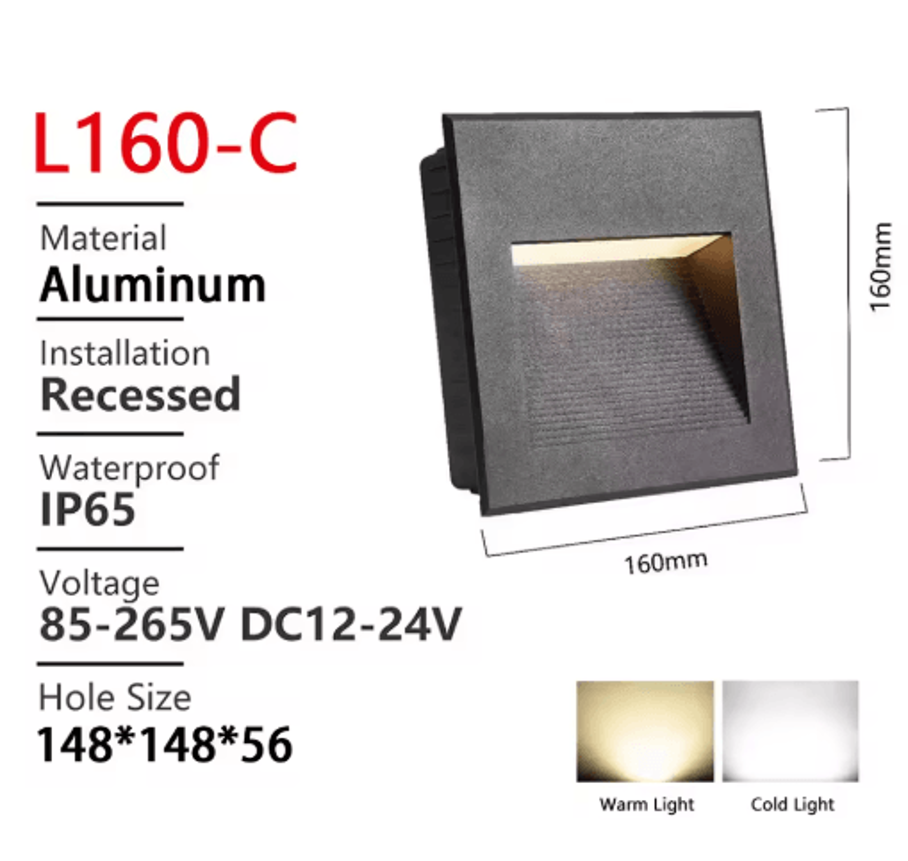 Waterproof Recessed Outdoor Wall Light  Square LED Sconce 12V220V 3
