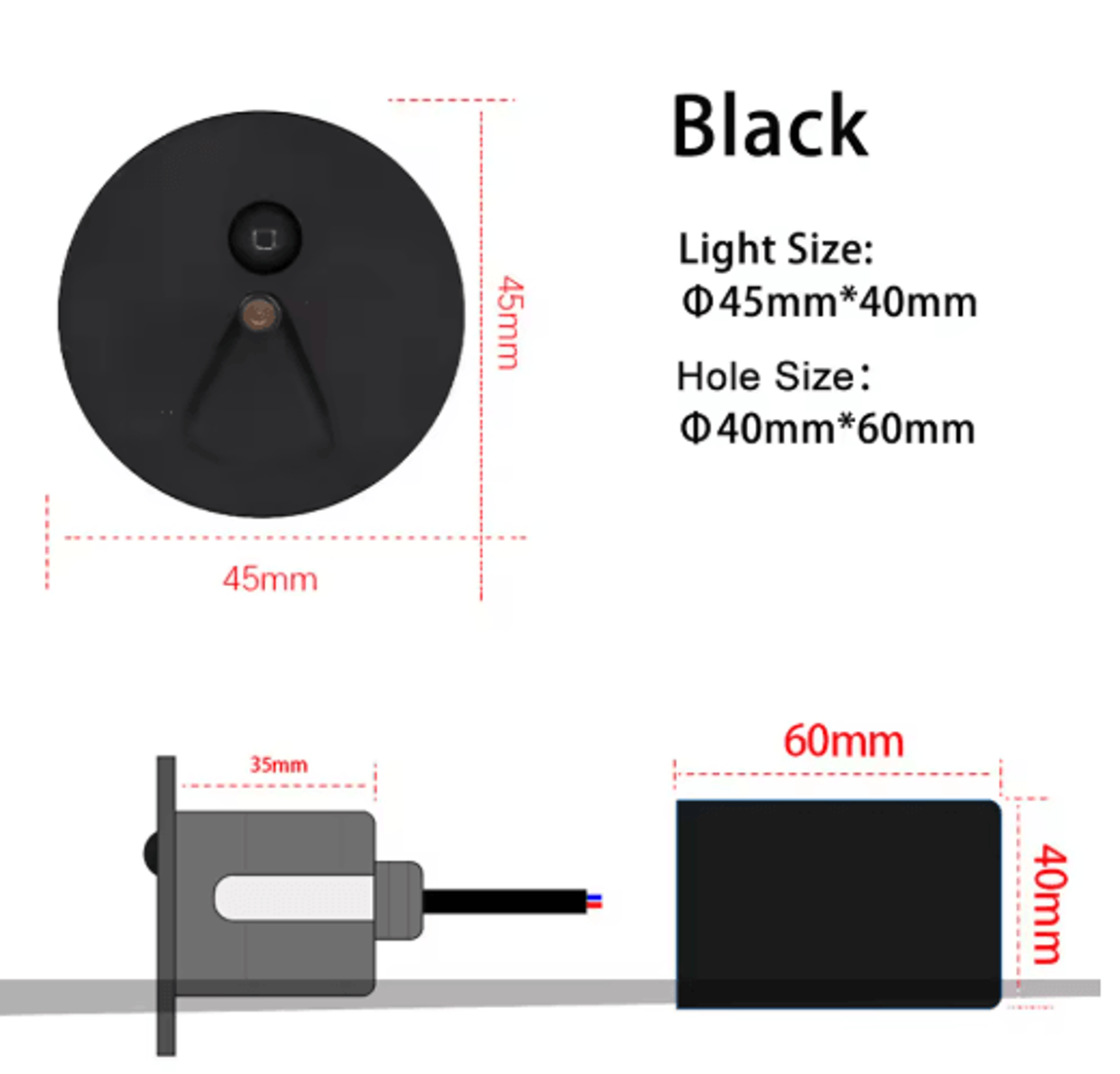 IP65 LED Motion Sensor Stair Light 45mm Round Recessed Wall Lamp 9