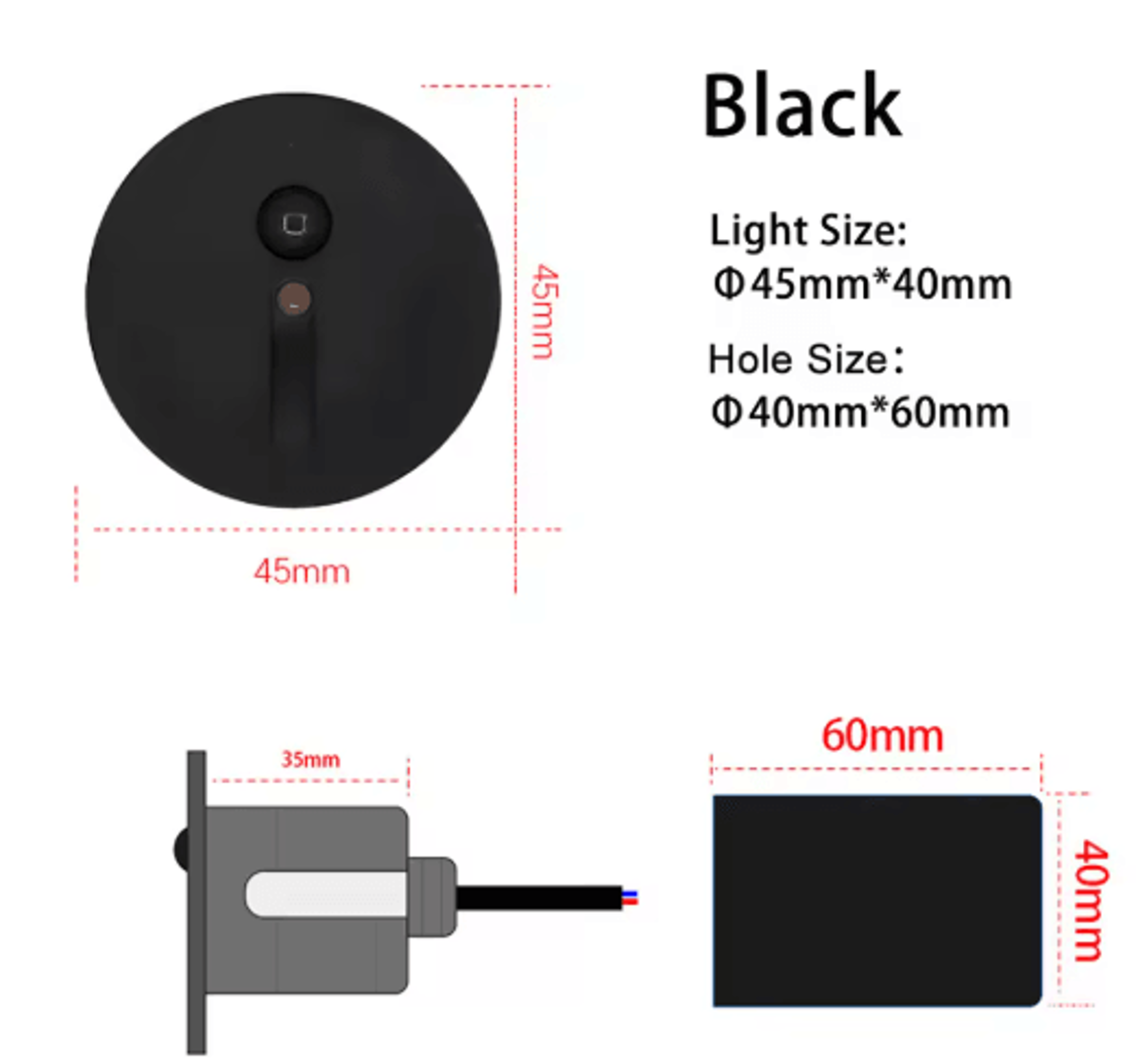 IP65 LED Motion Sensor Stair Light 45mm Round Recessed Wall Lamp 3