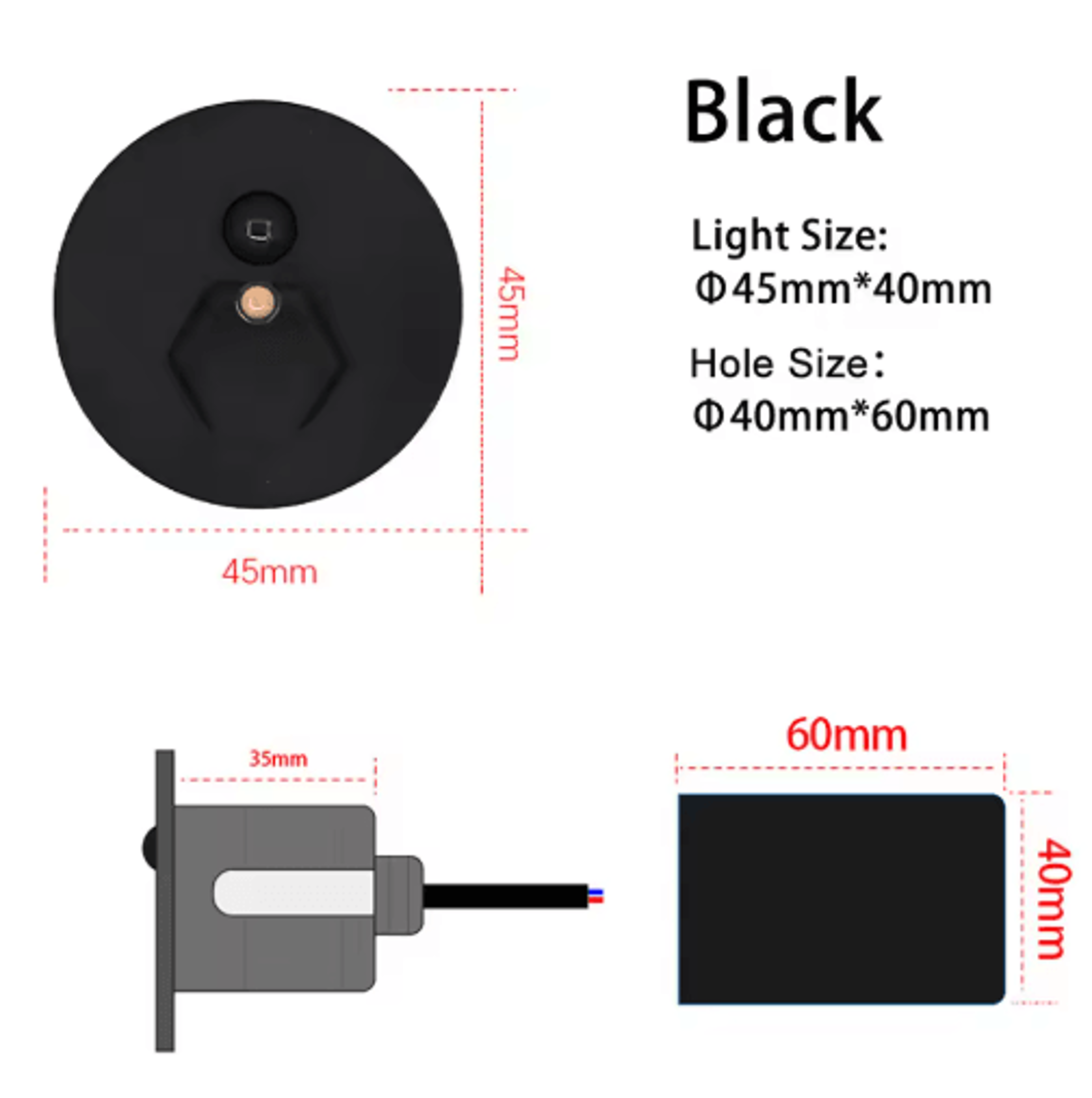 IP65 LED Motion Sensor Stair Light 45mm Round Recessed Wall Lamp 5