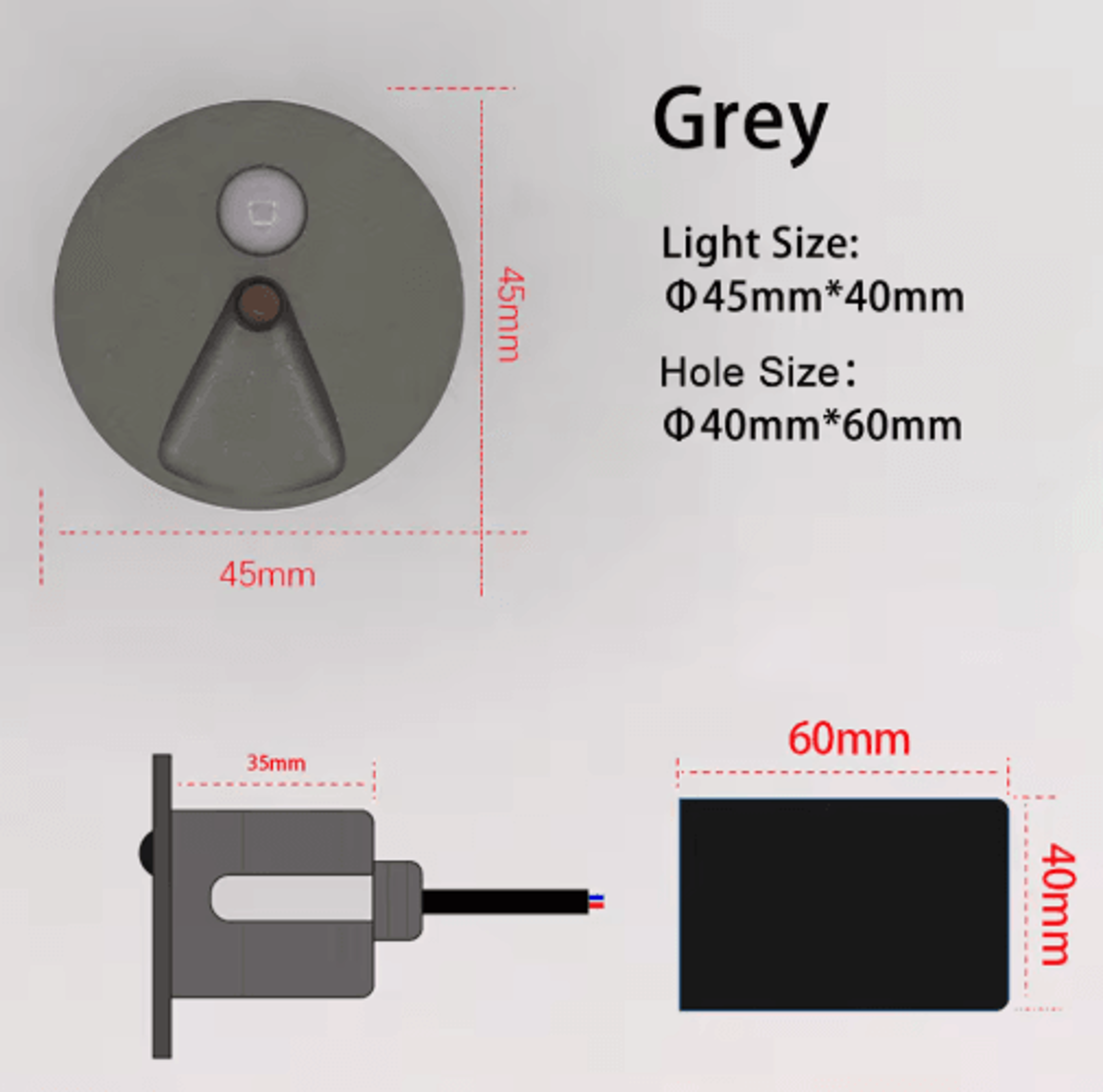 IP65 LED Motion Sensor Stair Light 45mm Round Recessed Wall Lamp 7